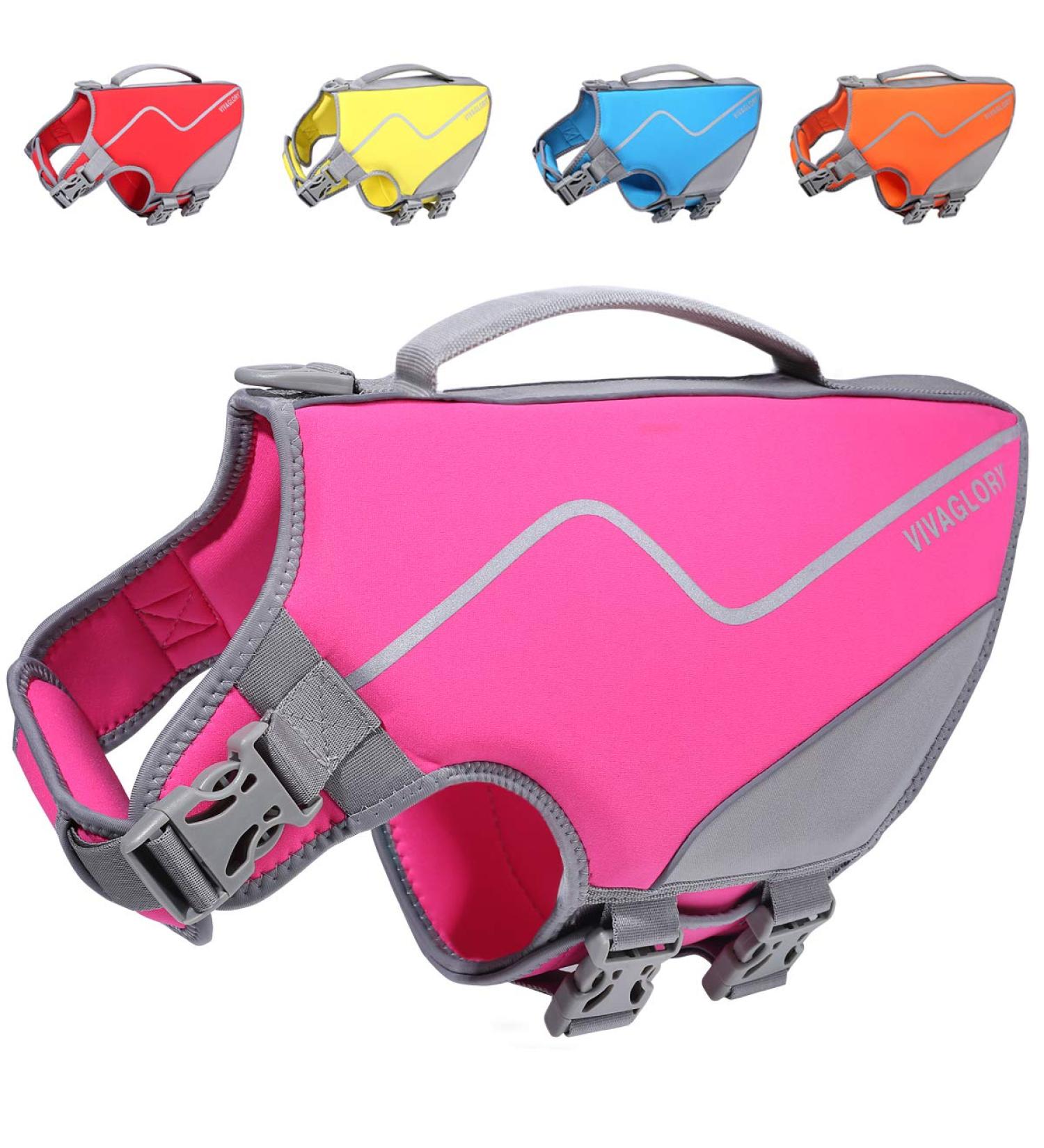 Vivaglory Sporty Pink Dog Safety Vest - Durable Neoprene Rescue Vest Comfortable Fit for Medium Dogs (53-64cm Chest) - Buy Online on GoSupps.com
