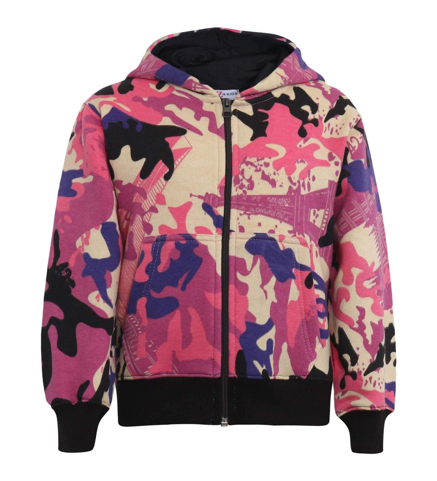 A2Z 4 Kids Girls Boys Soft Fleece Full Zip-Up Hooded - Zipper Camo Baby Pink 5-6 - Buy Online on GoSupps.com