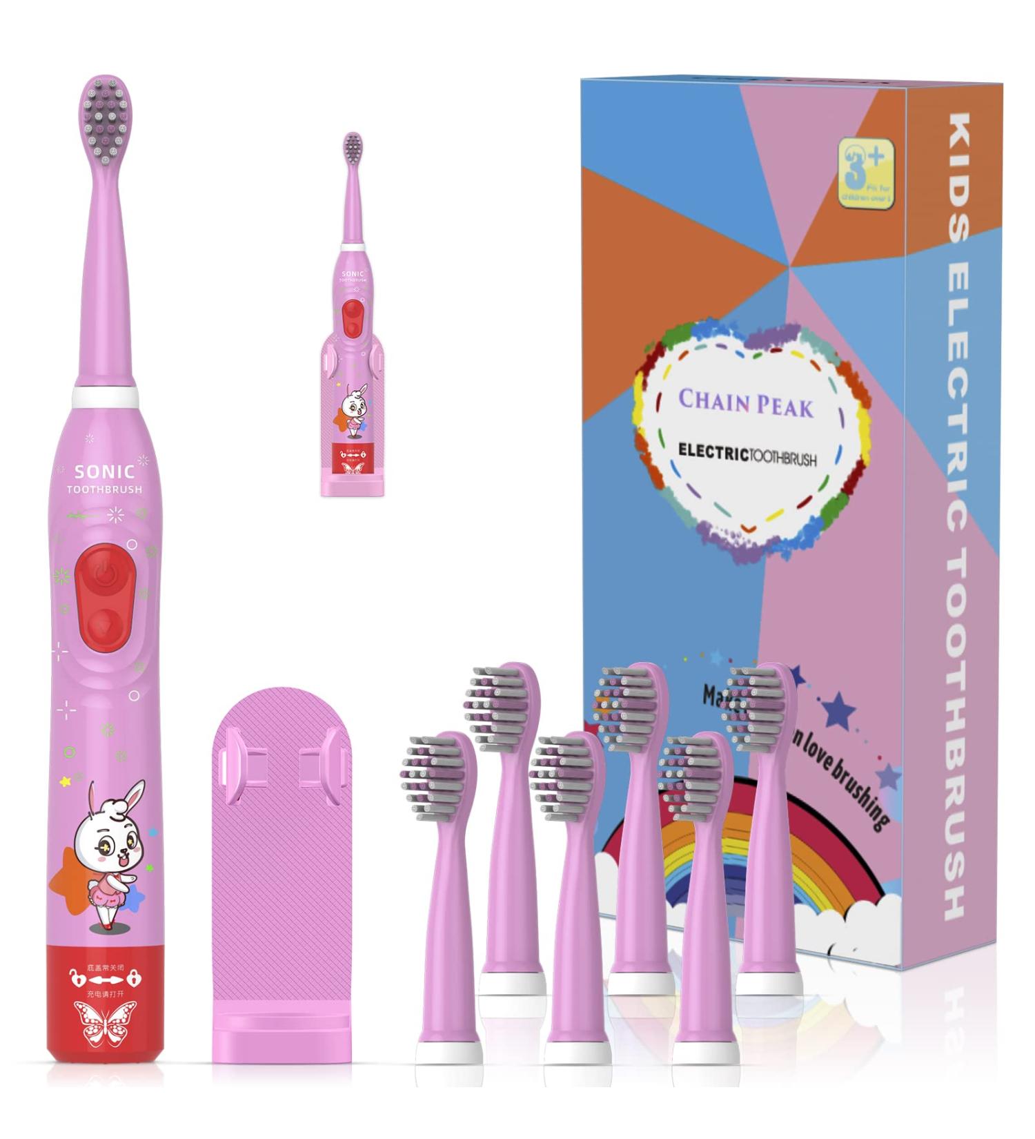 Kids Sonic Electric Toothbrush Rechargeable Smart Toothbrush for Children Toothbrush for Toddlers Boys Girls Age 3-12 with 30s Reminder 2 Mins Timer 6 Modes 2 Brush Heads(8630 Pink+ 2 Heads) 8630 Pink+ 6 Heads+holder(package Might Vary) - Buy Online on GoSupps.com