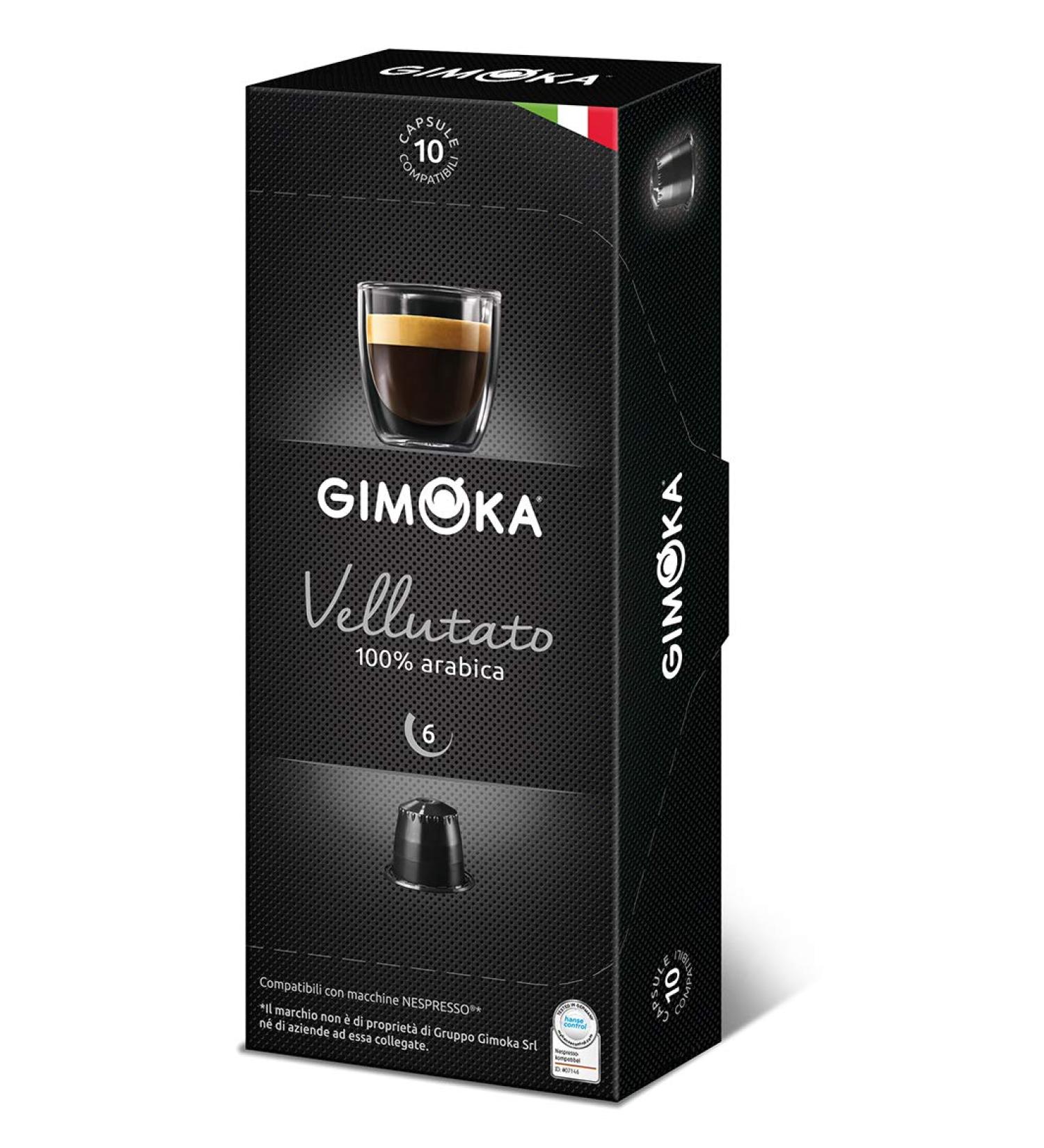 100 Nespresso Compatible Coffee Capsules - Gimoka Coffee (5. VELLUTATO) - Buy Online on GoSupps.com