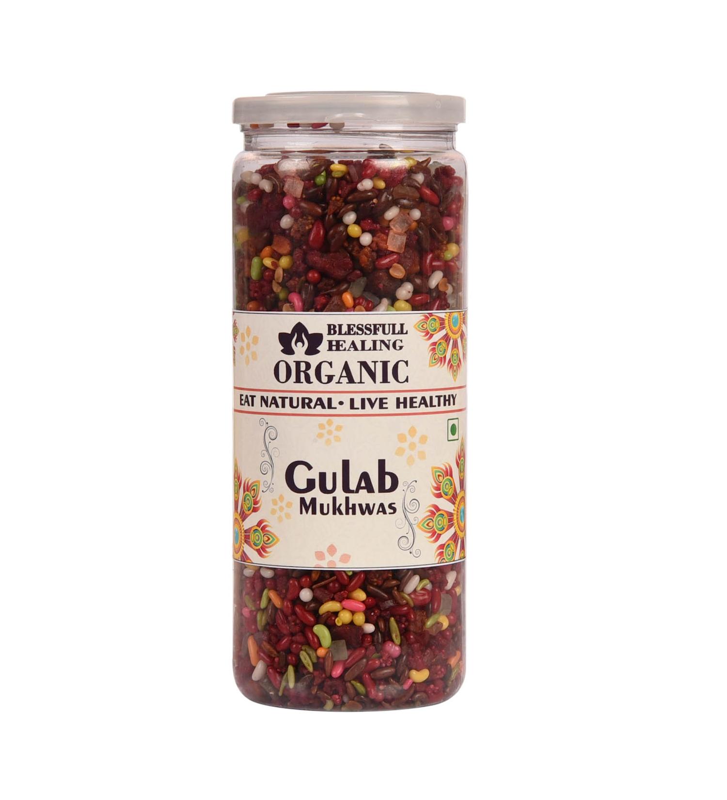 Blessfull Healing Organic Gulab Mukhwas 250 Gram Airtight Container (Packing May Vary)