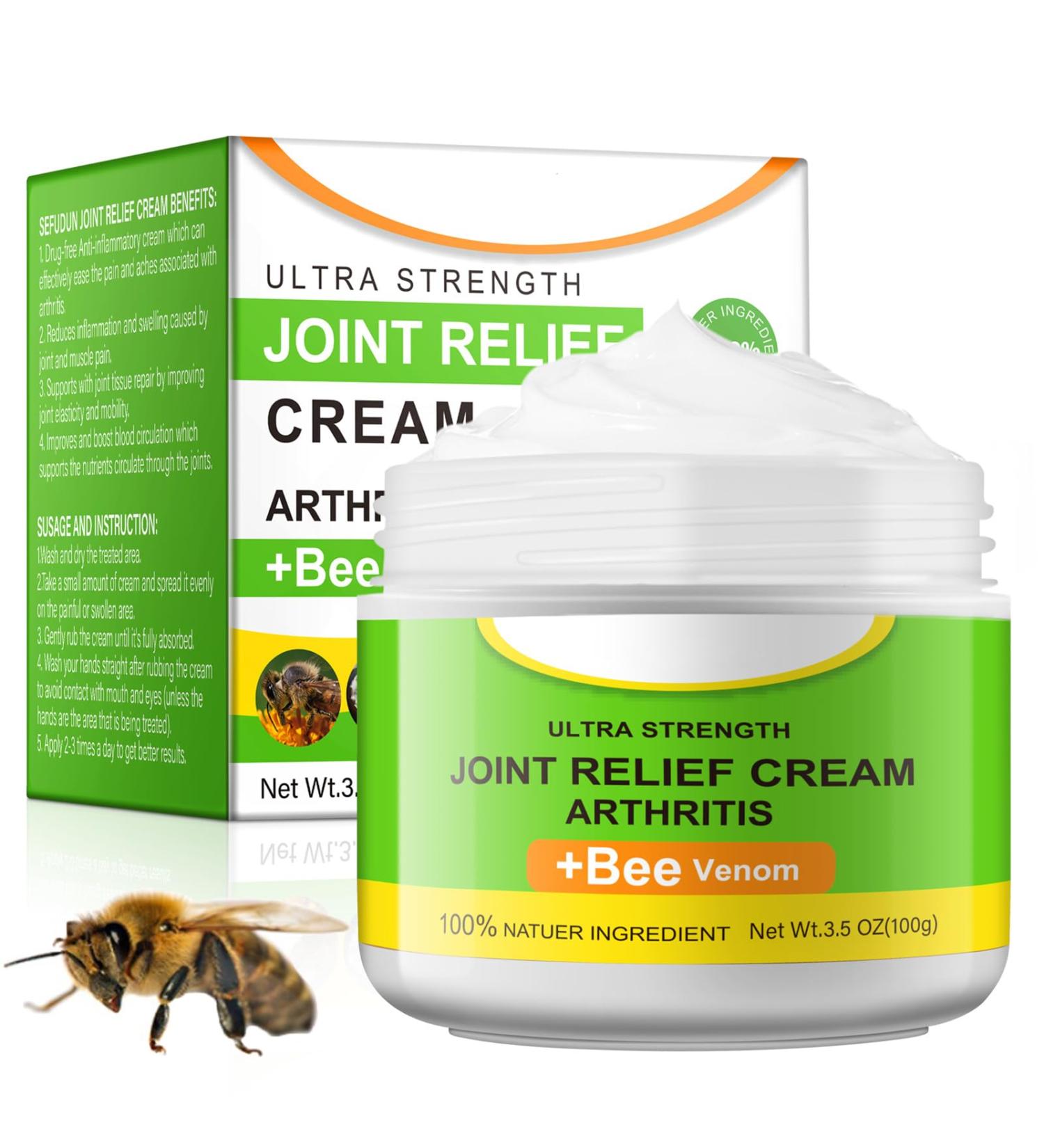 Bee Venom Joint and Bone Cream - 100g Bee Venom Cream - Bee Venom Joint and Bone Relief Cream - Natural Joint & Bone Cream - Bee Venom Gel for Relieve - Buy Online on GoSupps.com