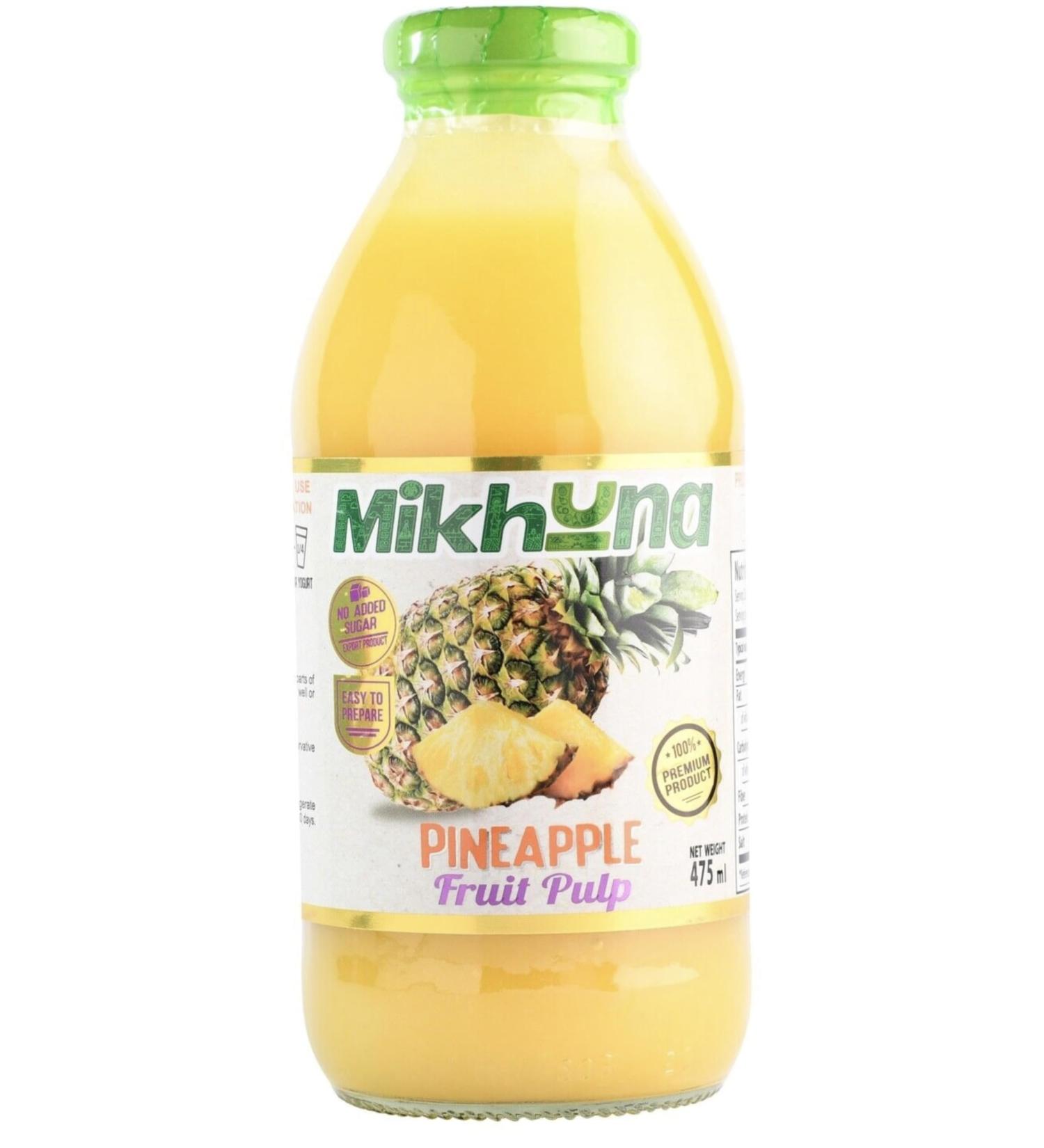 Mikhuna Pineapple Fruit Pulp 475ml - Ideal for Juice, Smoothies, Desserts, Cocktails, Ice Cream & Sauces - Buy Online on GoSupps.com