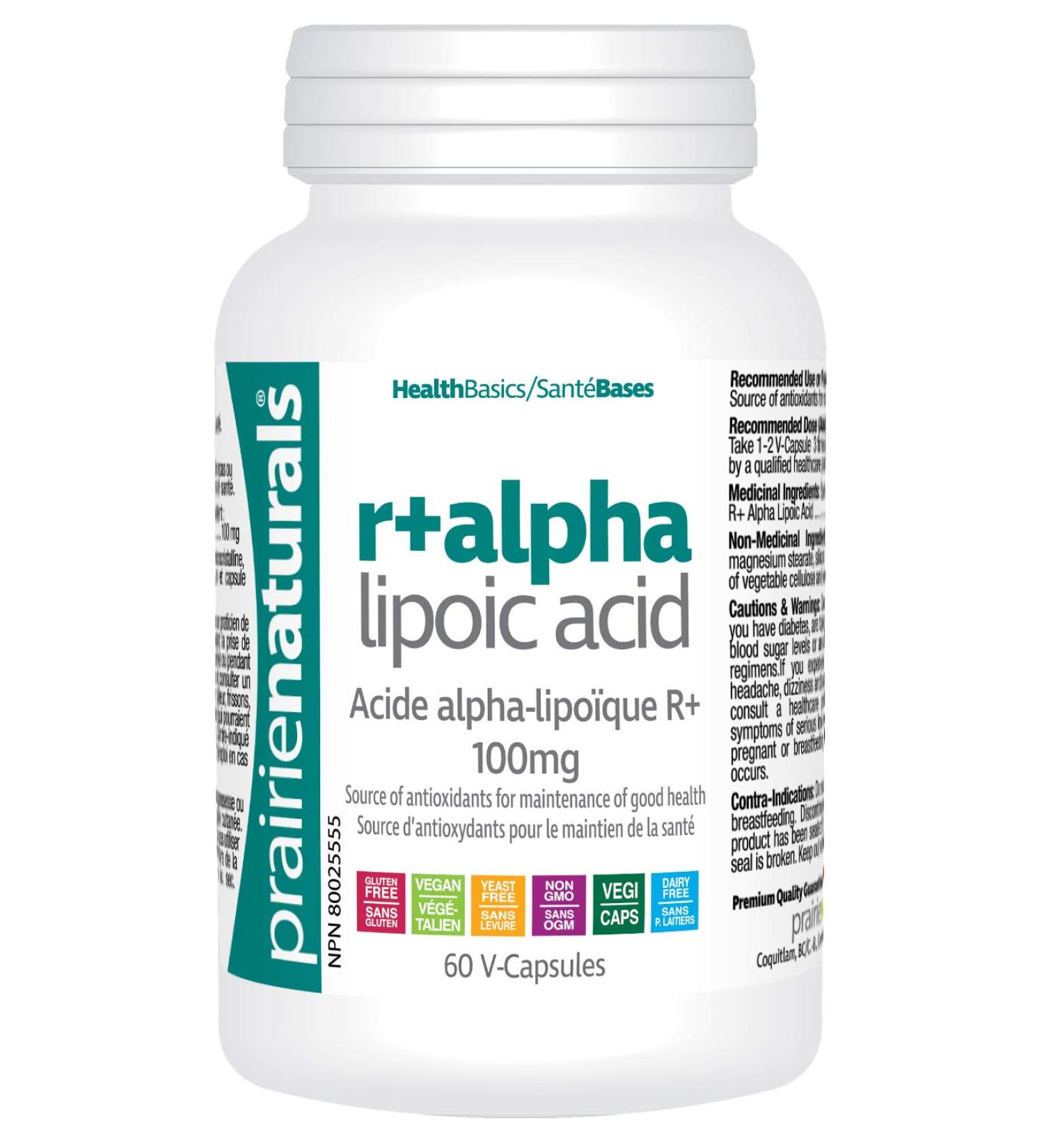 Prairie Naturals R(+) alpha lipoic acid 100 mg vcaps 60 Count - Buy Online on GoSupps.com