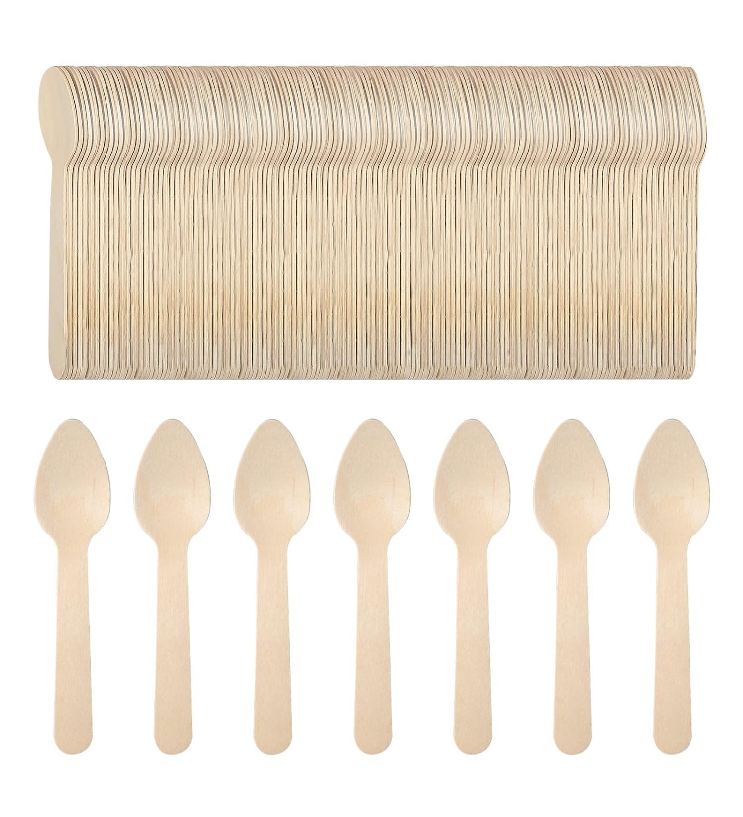Disposable Wooden Spoon 300 Pack Mini Ice Cream Spoons Eco Friendly Birchwood Tasting Spoon Biodegradable Compostable Wood Cutlery for Dessert Cake Party Picnic Hand Crafts - 4.33 Inch - Buy Online on GoSupps.com