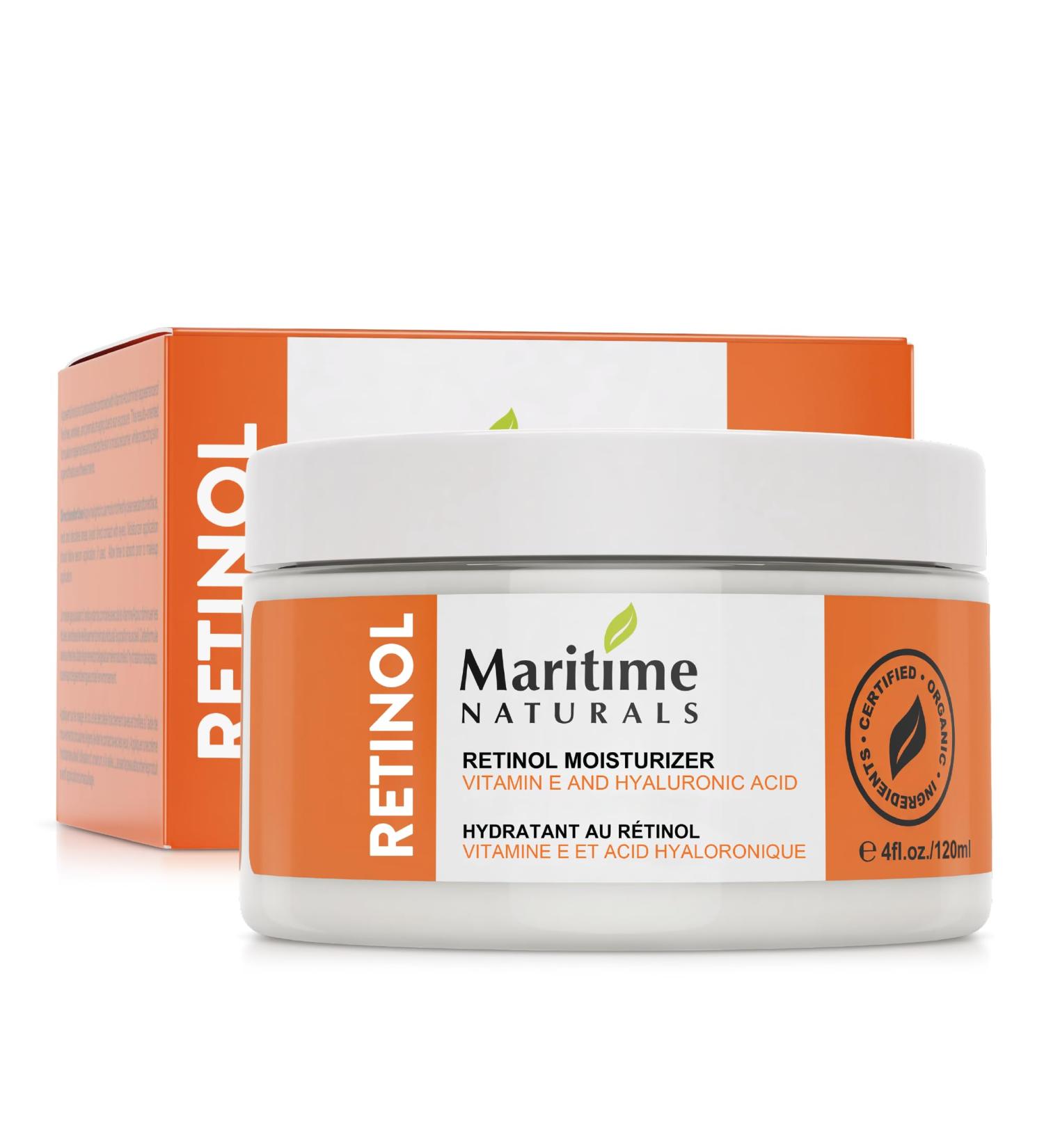 Maritime Naturals Retinol Moisturizer | Hyaluronic Acid & Organic Ingredients | Professional Face Cream for Day & Night | 120ml - Buy Online on GoSupps.com