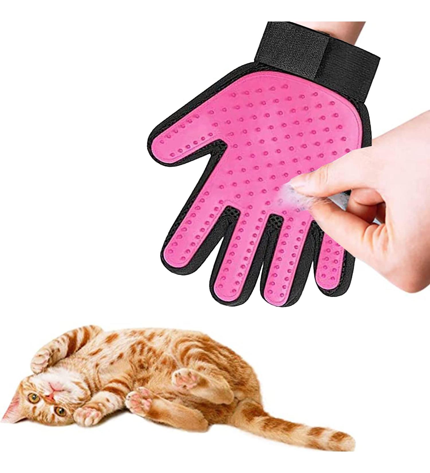 Premium Cat Gloves for Grooming & Care - Silicone Washing Gloves for Cats & Dogs - Fleece Care Brush - Set of 2 Pink - Buy Online on GoSupps.com