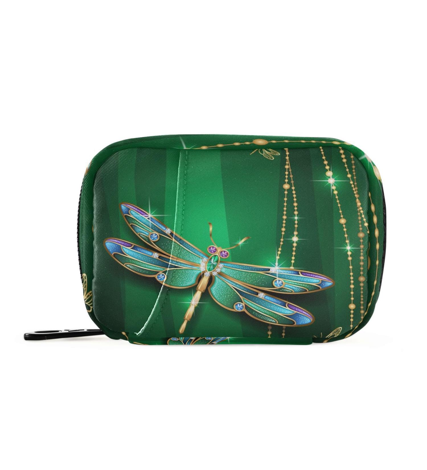 Travel Pill Organizer - Dragonfly Pill Box Case for Vitamins & Medications | Beauty Design & Zipper Closure - Buy Online on GoSupps.com