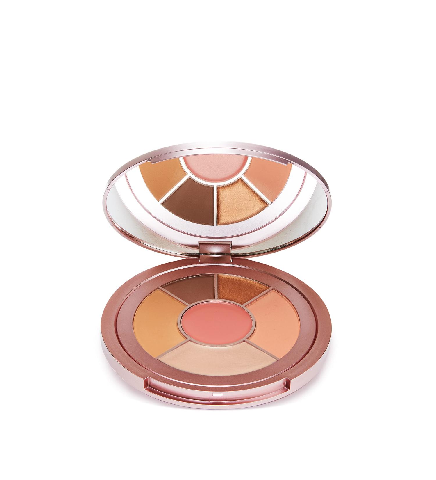 Sculpted by Aimee All-in-One Palette - Travel Friendly Vegan Makeup Palette - Bronzer, Blusher, Highlighter, Eyeshadow & Lip Tint - In Bloom - Buy Online on GoSupps.com