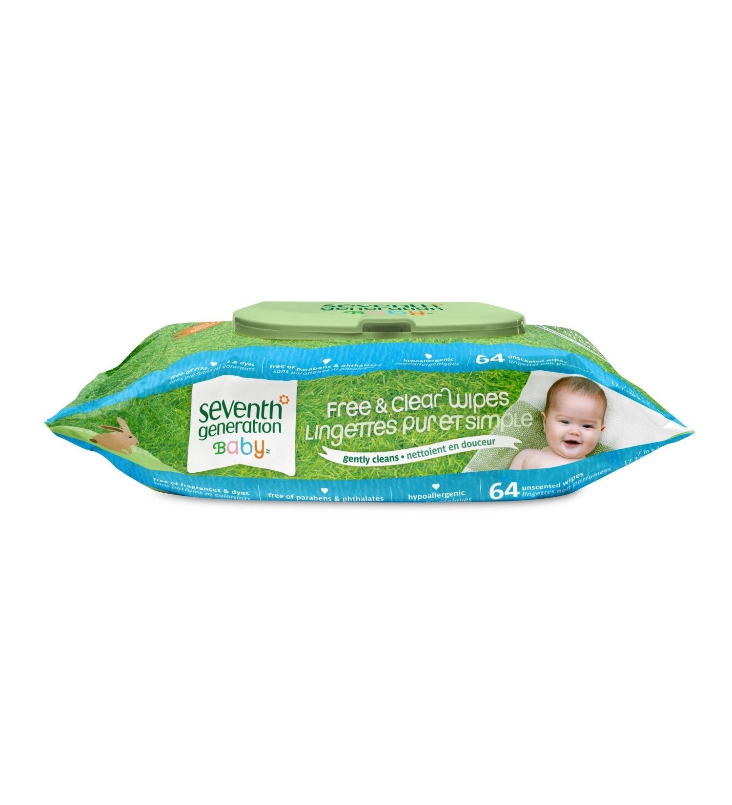 Seventh Generation Chlorine Free Baby Wipes Refill Pack -- 7 (64 wipes) Fragrance Free 70