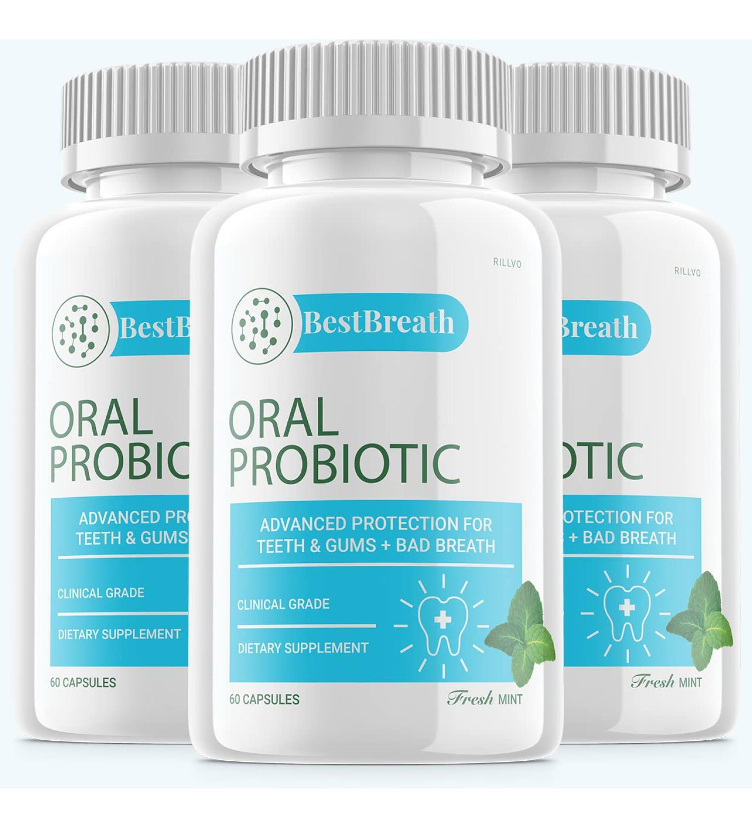 Oral Probiotic Protection for Bad Breath, Gums & Teeth - 3 Pack (180 Capsules) - Buy Online on GoSupps.com