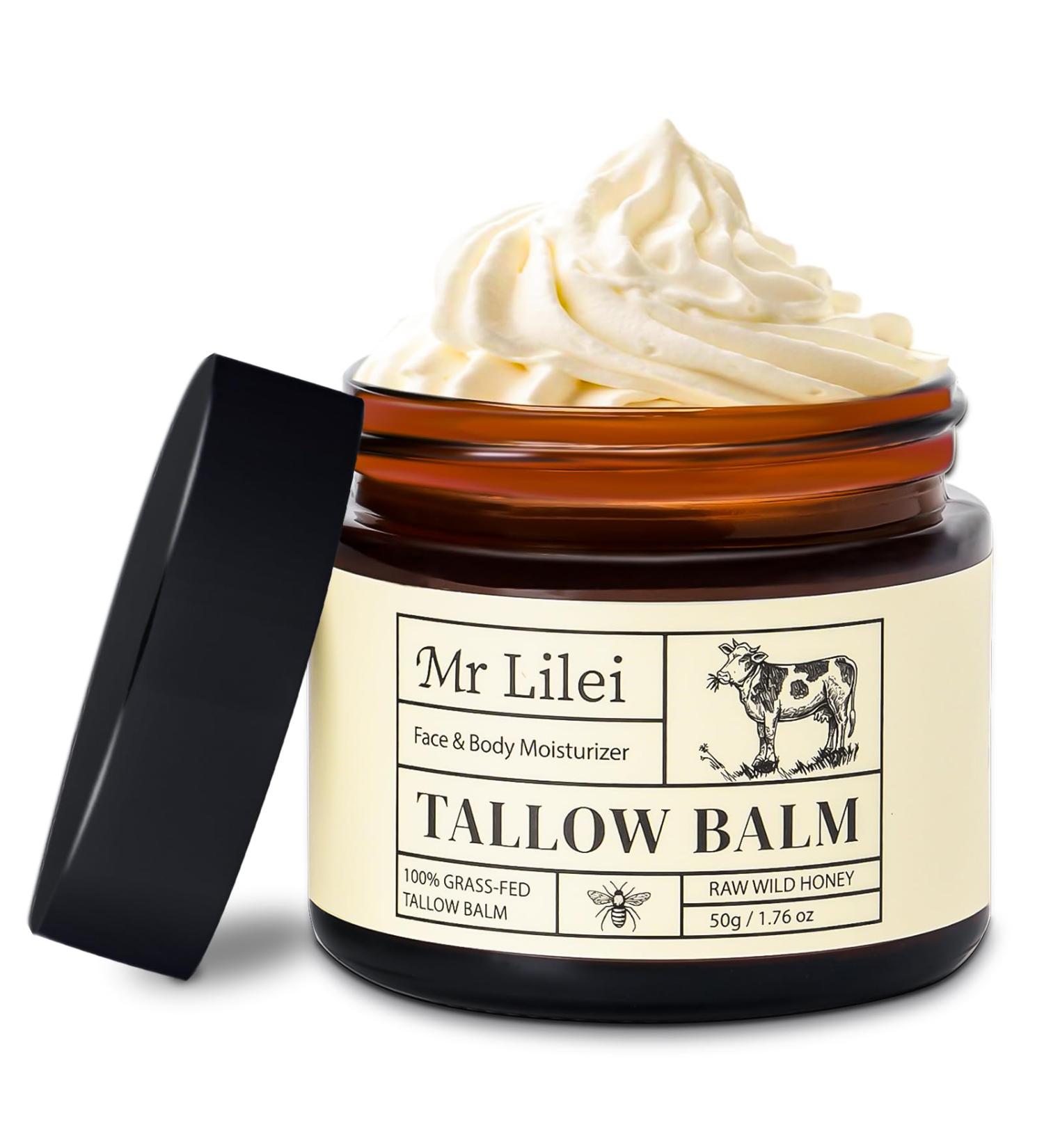 Beef Tallow for Skin - 100% Organic Grass-Fed Beef Tallow Balm with Raw Honey Natural Whipped Face Moisturizer & Body Butter for Dry & Sensitive Skin Non-Greasy (Unscented 50g/1.76oz) Deep Moisturizing 1.76 Fl Oz (Pack o  - Buy Online on GoSupps.com