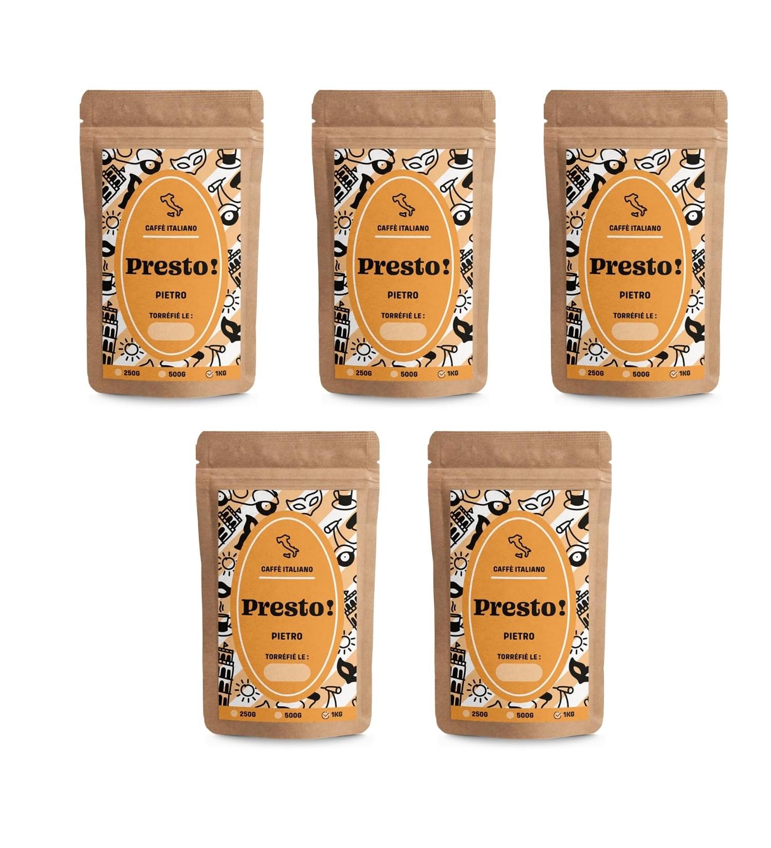 Caf Bonnac Lot de 5 1 kg | Caf Moulu Presto Blend Pietro | 100% Arabica Torr fi L Italienne | Go t Intense Et Velout | Cr ma Abondante | Torr faction Artisanale 1 kg (Lot de 5) 5 - Buy Online on GoSupps.com