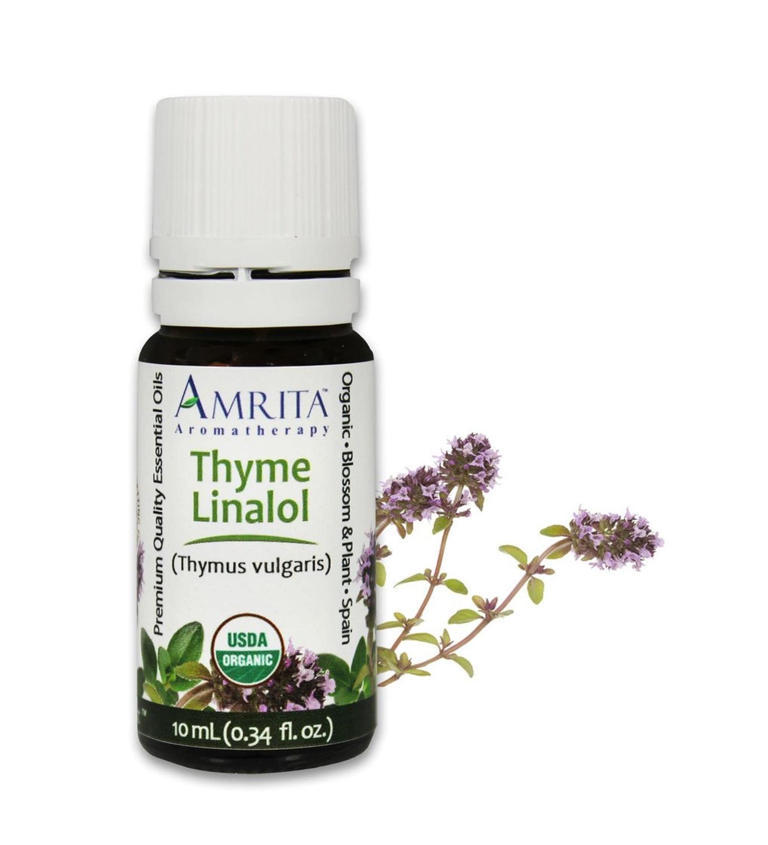 Amrita Aromatherapy Organic Thyme Linalol Essential Oil 100% Pure Undiluted Thymus vulgaris Therapeutic Grade Premium Quality Aromatherapy Oil Tested & Verified 5ML - Buy Online on GoSupps.com