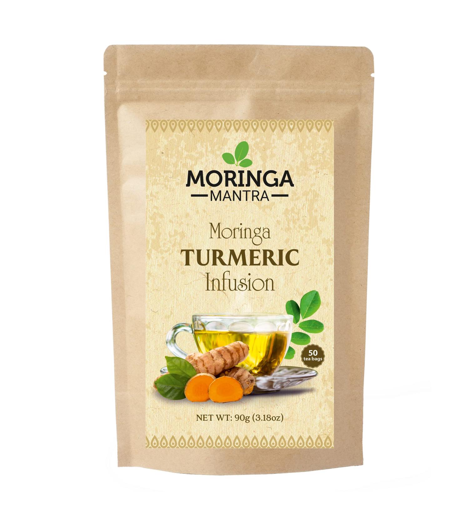 Moringa Mantra Moringa Turmeric Herbal Tea Infusion 50 Enveloped Tea Bags Organically Grown Moringa - Buy Online on GoSupps.com