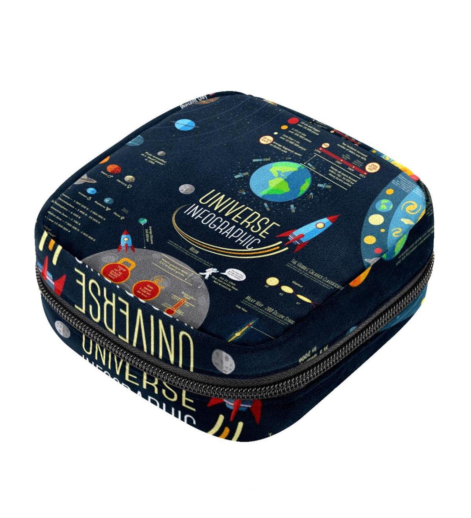 Buy Universe Infographics Solar System Menstrual Pad & Cup Storage Bag - Portable Zipper Pouch for Teenagers & Women - Buy Online on GoSupps.com