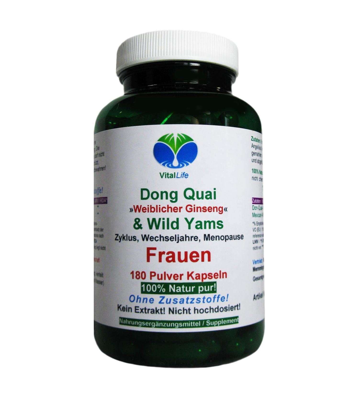 Dong Quai & Wild Yams Capsules - 180 Pure Powder Capsules Natural Female Ginseng No Additives or Fillers | International Shipping - Buy Online on GoSupps.com