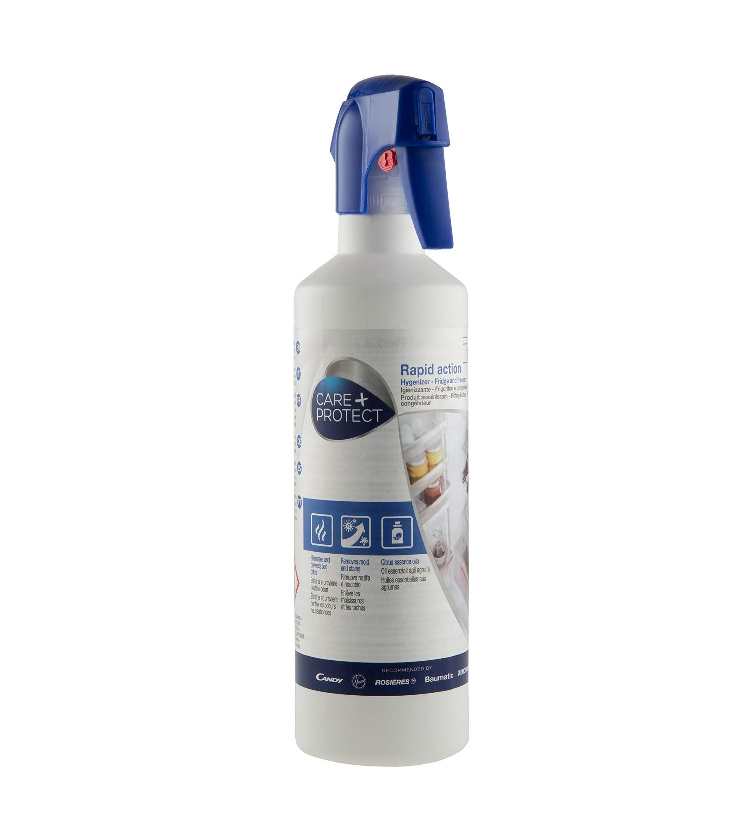 Care + Protect Rapid Action Hygienic Fridge Cleaner Interior Refrigerator Cleanser & Odour Neutraliser Removes Stains Fresh Citrus Scent 500 ml Spray Blue - Buy Online on GoSupps.com