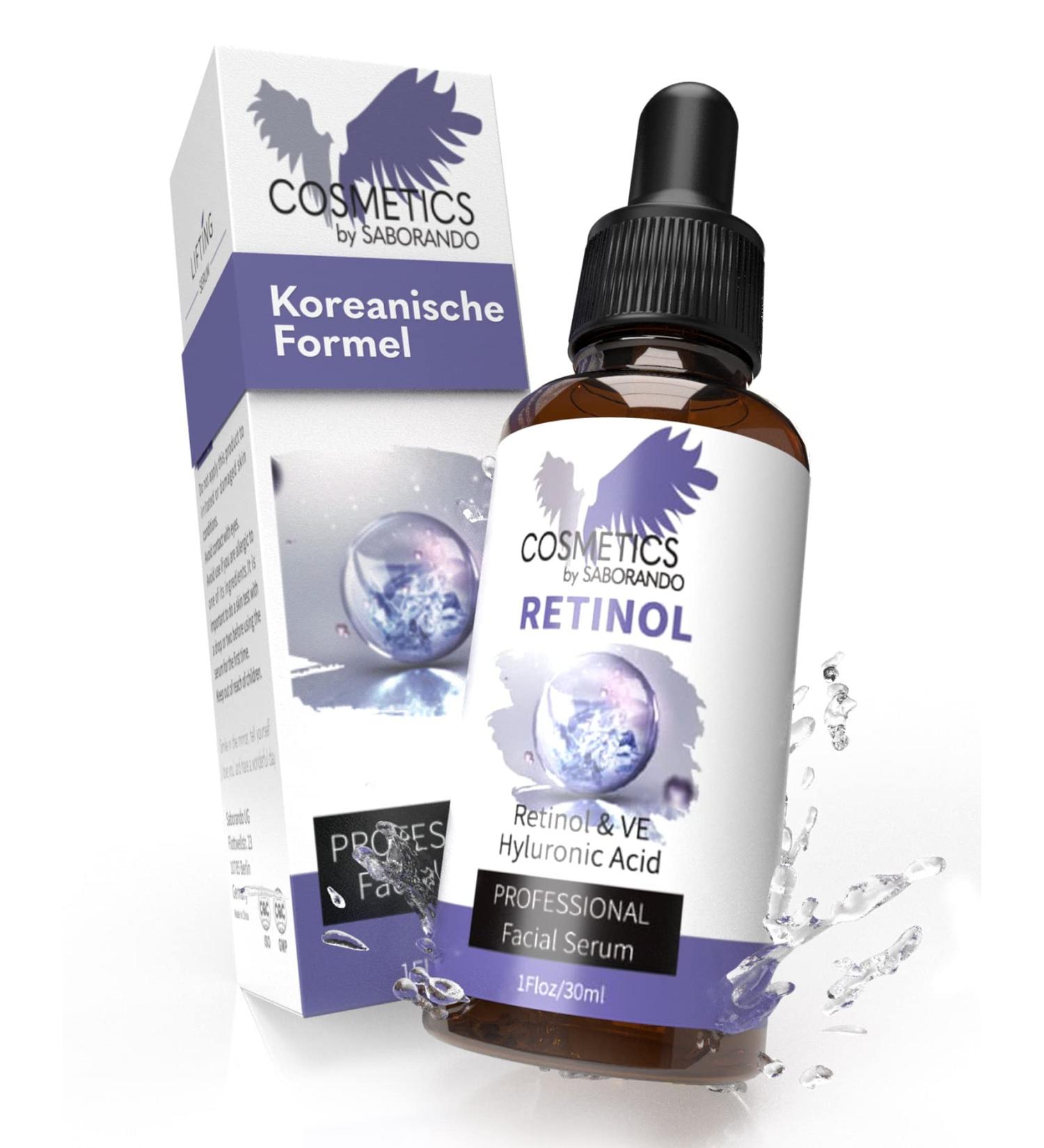 Saborando Korean Skincare - Retinol Serum - With Hyaluronic Acid Vitamins C & E - Intense Hydration and Radiance - Professional Facial Serum for All Skin Types - 30 ml Saborando - Buy Online on GoSupps.com