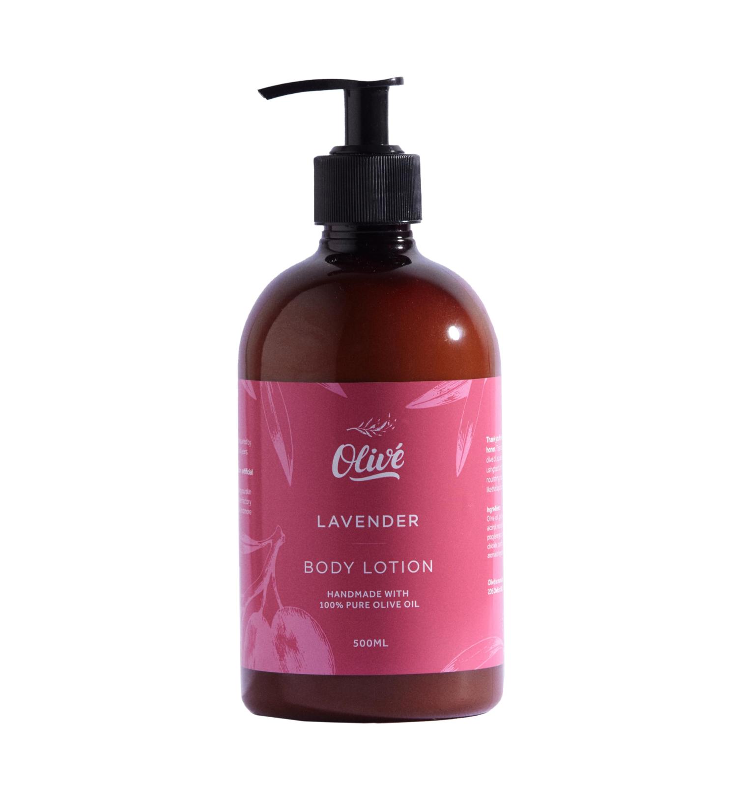Oliv 100% Pure Olive Oil Body Lotion with Lavender Scent Made with Natural Ingredients | Gentle Hydration & Nourishing Care for Soft Smooth Healthy-Looking Skin | 500ml Pump Bottle - Buy Online on GoSupps.com