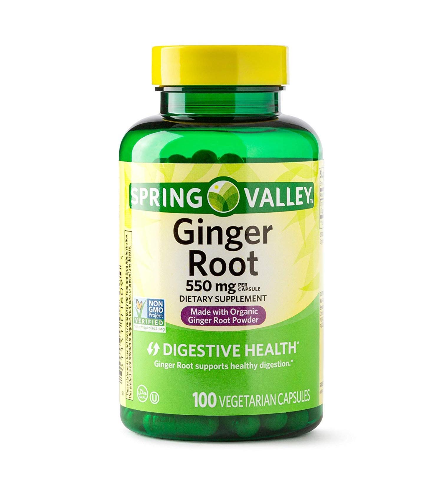 Spring Valley Ginger Root, 550 mg, Made with Organic Ginger Root Powder - 100 Vegetarian Capsules