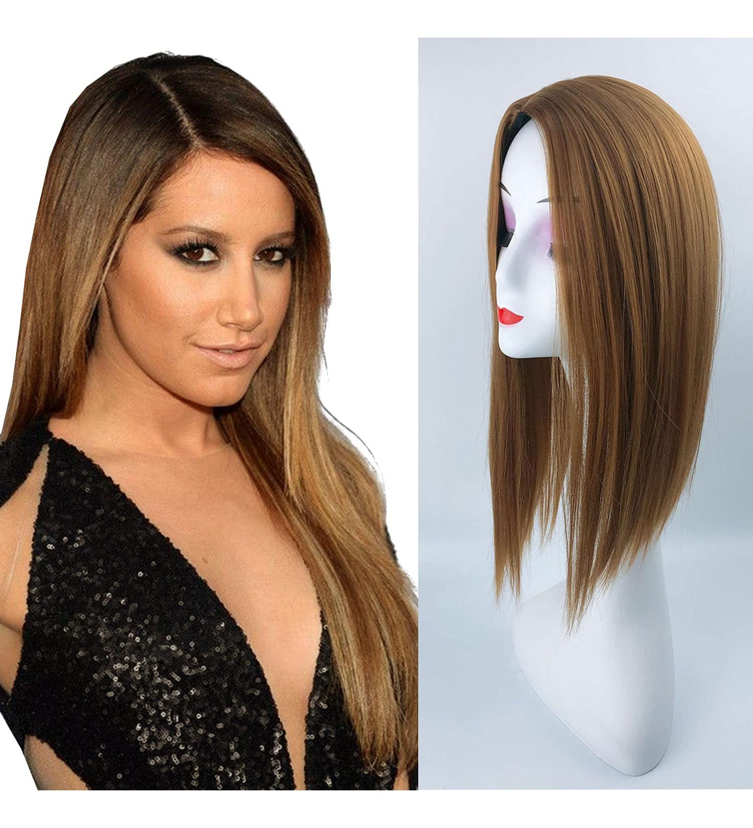 Natural Mixture Snythetic Topper for Women Hair Lossing Right Part Silk Straight Clip in Hairpiece (27# Dark Blonde) - Buy Online on GoSupps.com