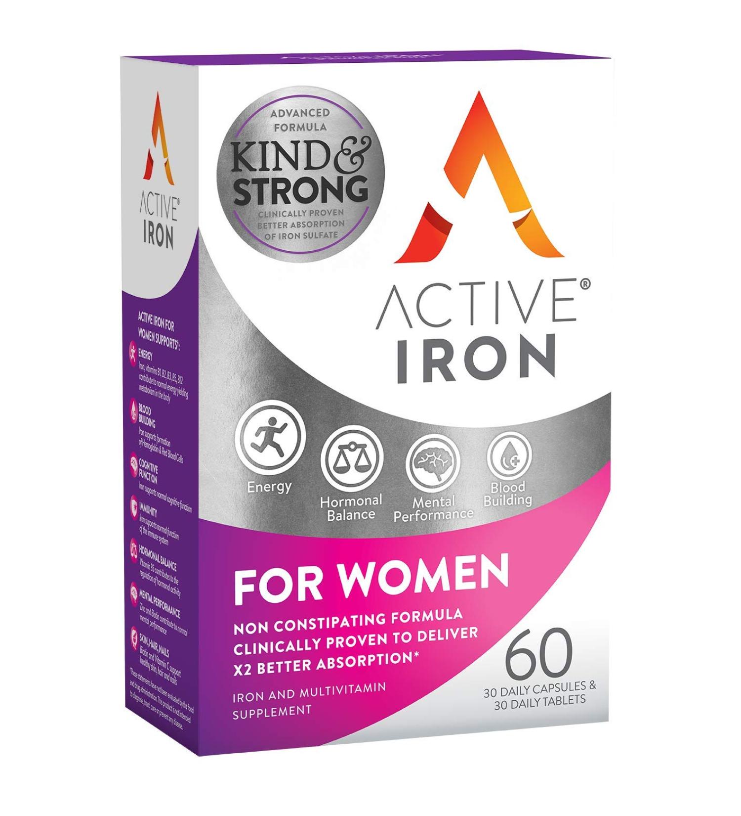 Active Iron for Women: Non-Constipating High Potency Capsules + Multivitamin Tablets - Boosts Immune System - Buy Online on GoSupps.com