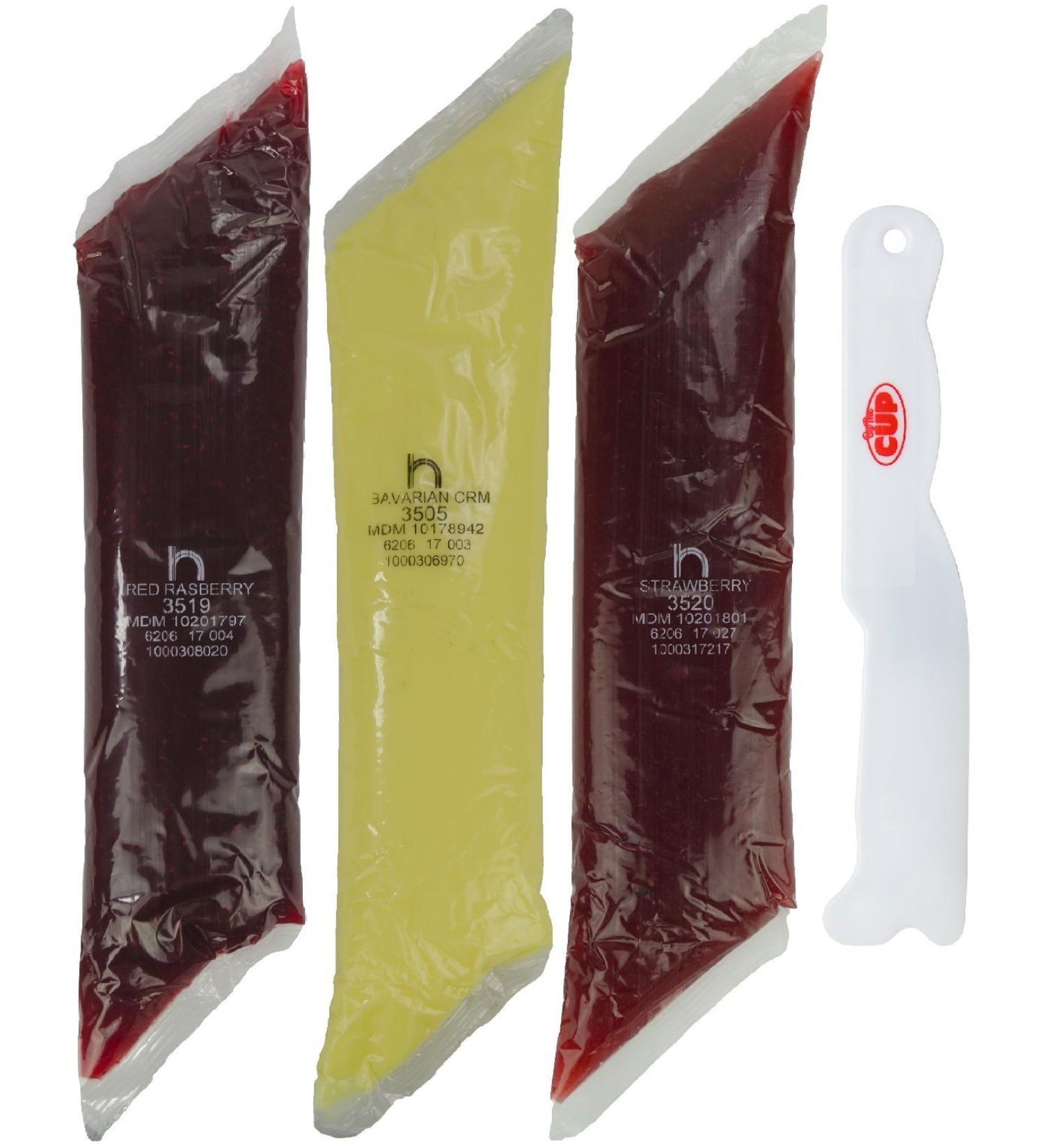 By The Cup Henry & Henry Redi Pak Spreader and Pastry Filling Variety Pack - Raspberry, Bavarian, Strawberry - 2 lb Bags - Buy Online on GoSupps.com