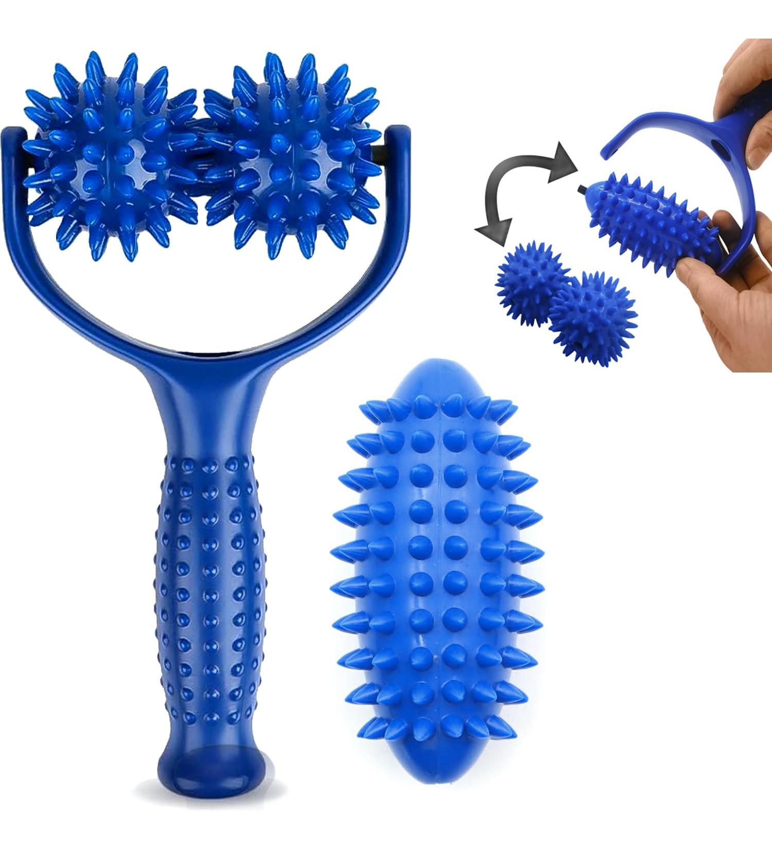 Premium Massage Rolls with Handles - Hedgehog Ball Roller for Foot & Muscle Pain Relief - Buy Online on GoSupps.com