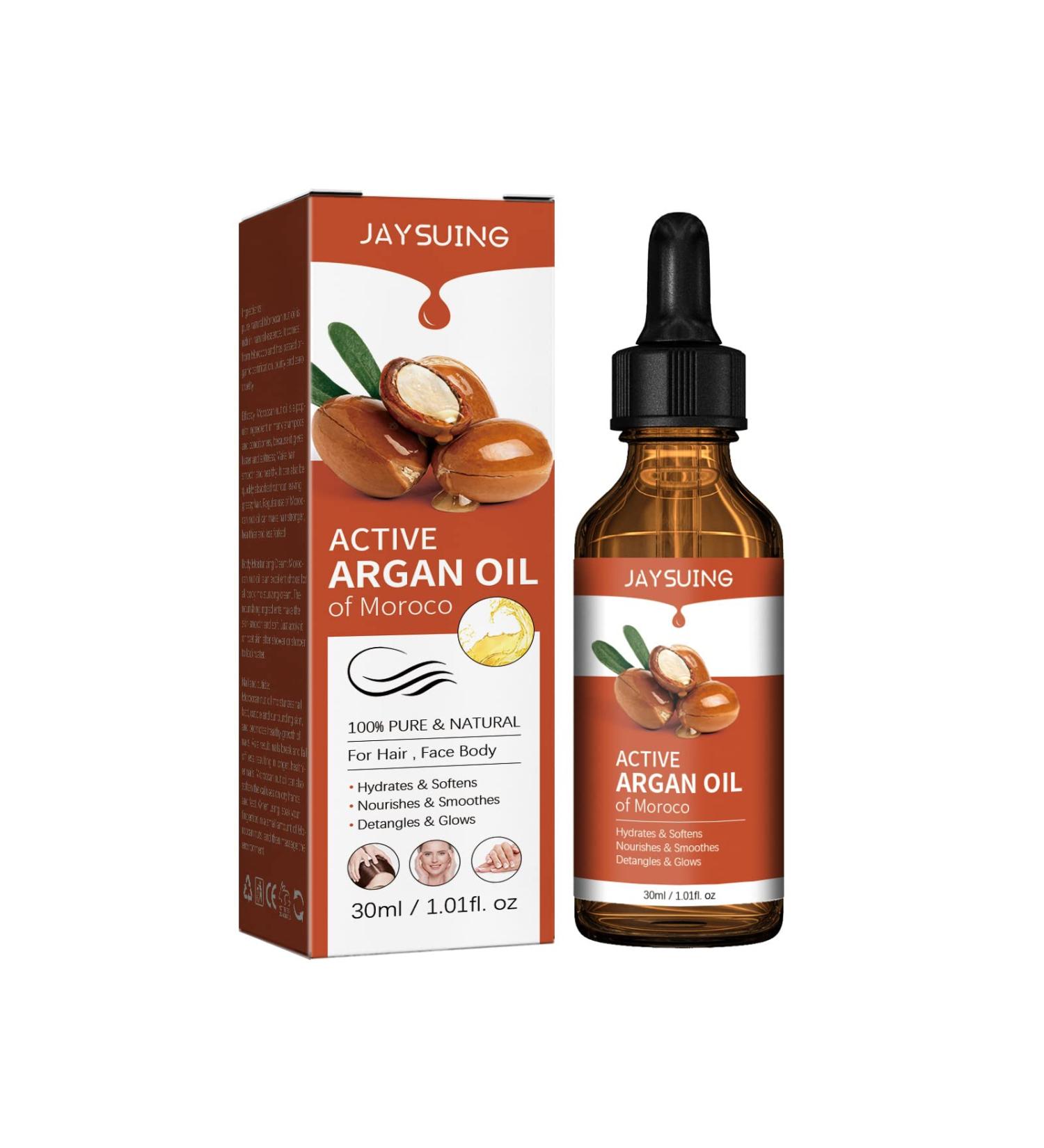 Organic Moroccan Argan Oil for Hair Skin Nails & Beards - Cold Pressed, All Natural Moisturizer (1 pack) - Buy Online on GoSupps.com