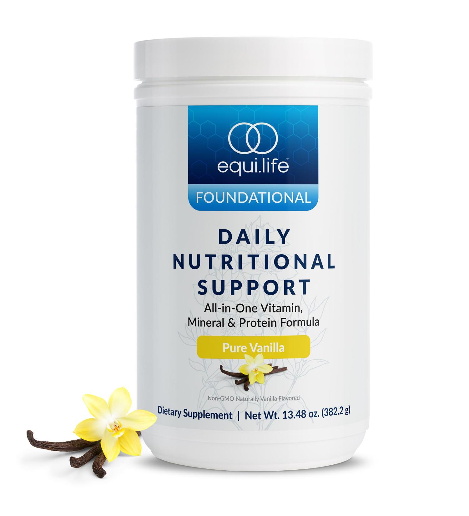 Equilife Daily Nutritional Support All-in-One Multivitamin Meal Replacement Pure Vanilla Flavor 15G Plant Protein Supports Overall Wellness Including Energy Digestion & Skin 14 Servings Tub Pure Vanilla - Bottle 13.4  - Buy Online on GoSupps.com