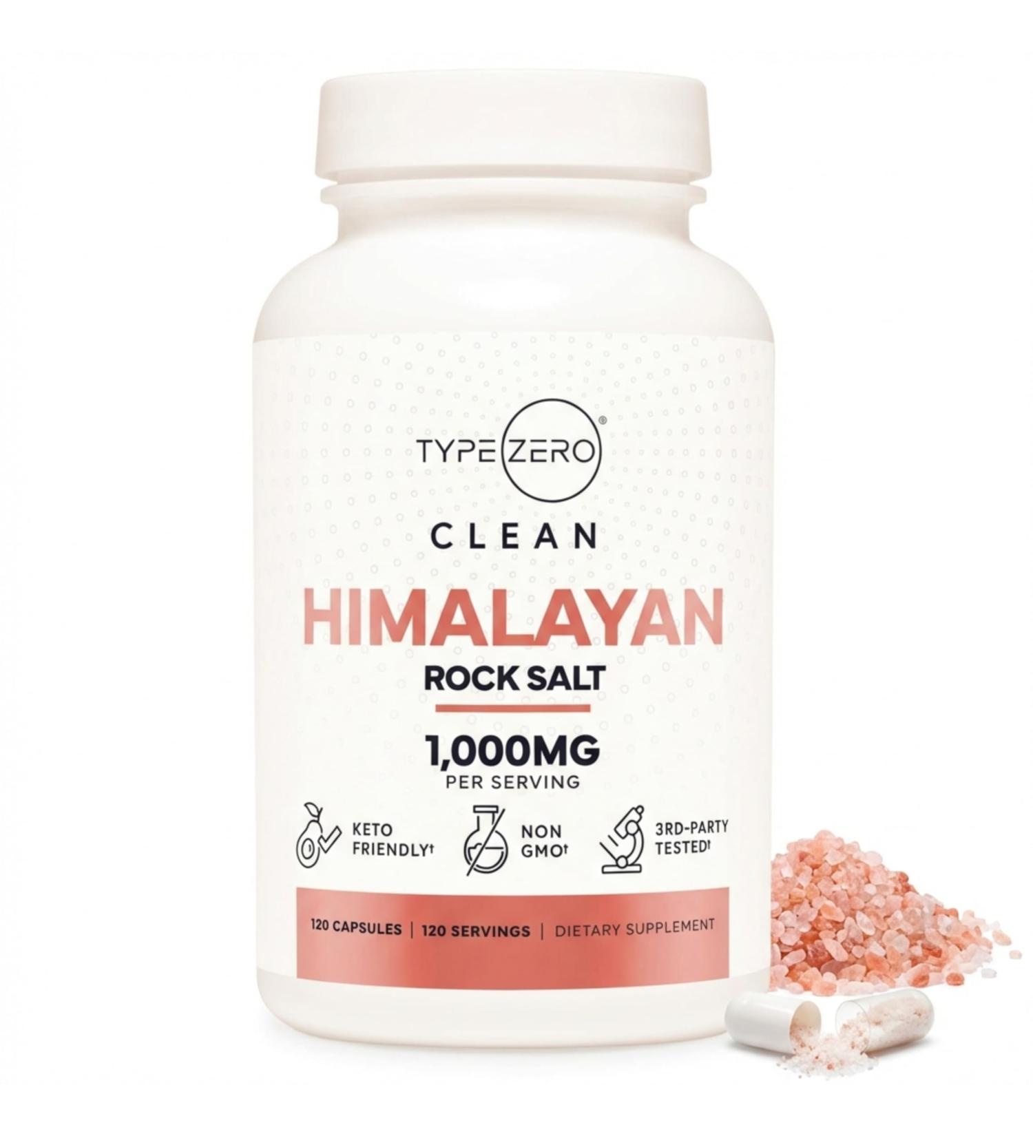 Type Zero Himalayan Rock Salt Capsules (120 Capsules) (1000mg per Serving) - Buy Online on GoSupps.com