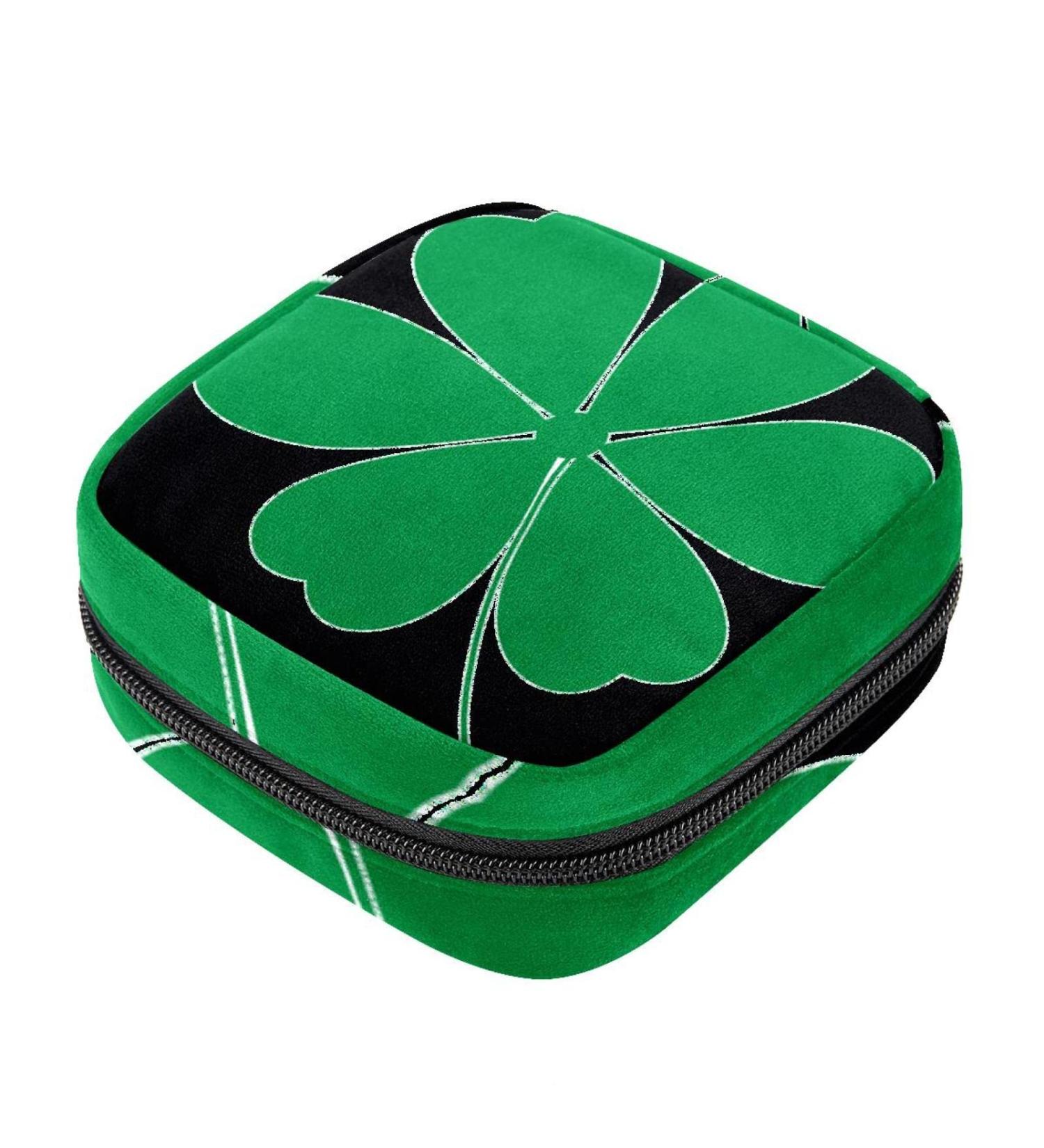 Menstruation Pad Bag with Zipper | Women's Tampon & Napkin Bag | St. Patrick's Day Kleeblatt Design | Collective Bags for Women & Girls - Buy Online on GoSupps.com