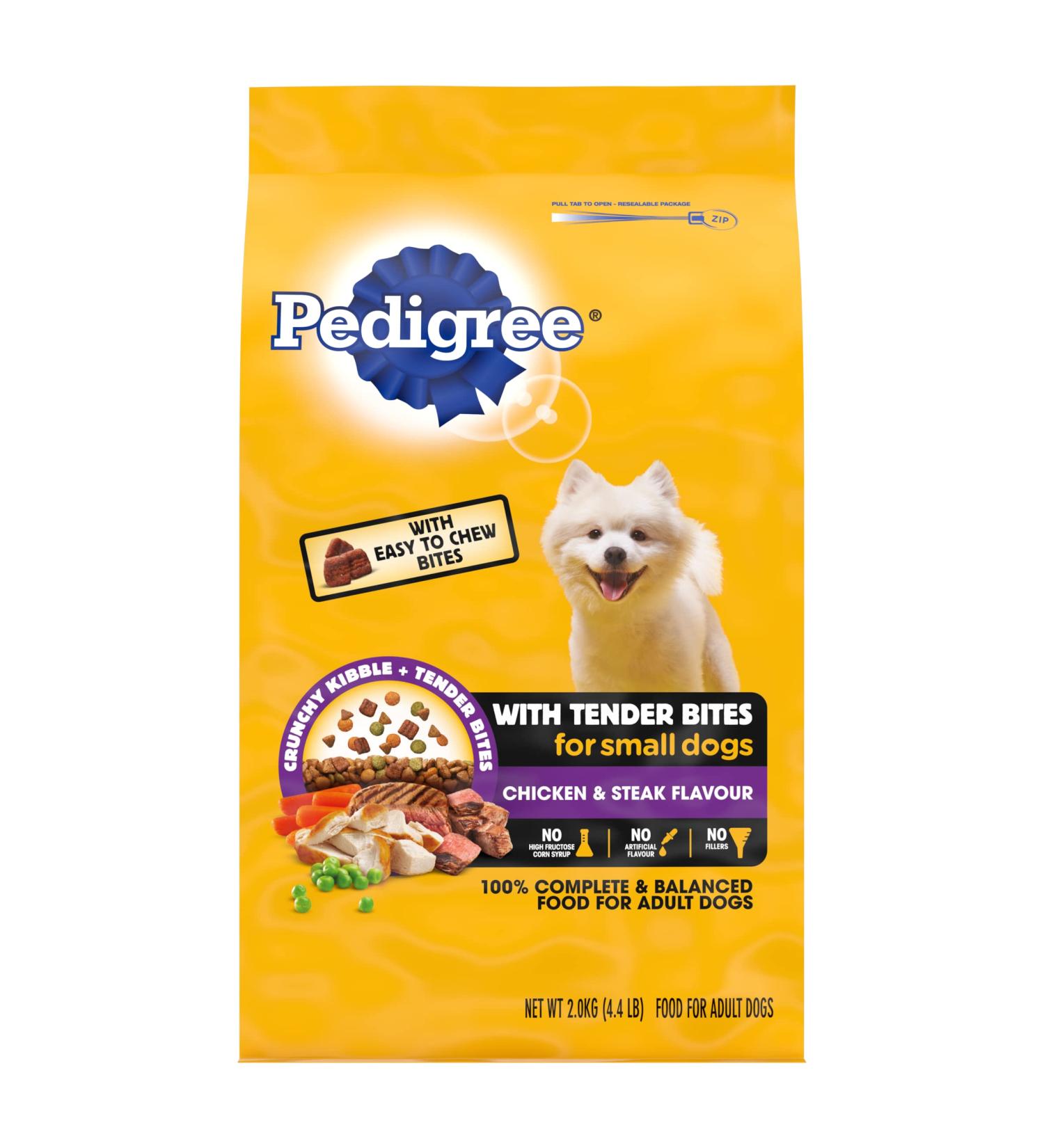 PEDIGREE Tender Bites Small Dog Dry Dog Food Chicken & Steak Flavour 2kg Bag Dry Dog Food Tender Bites Chicken & Steak 2 kg (Pack of 1) - Buy Online on GoSupps.com