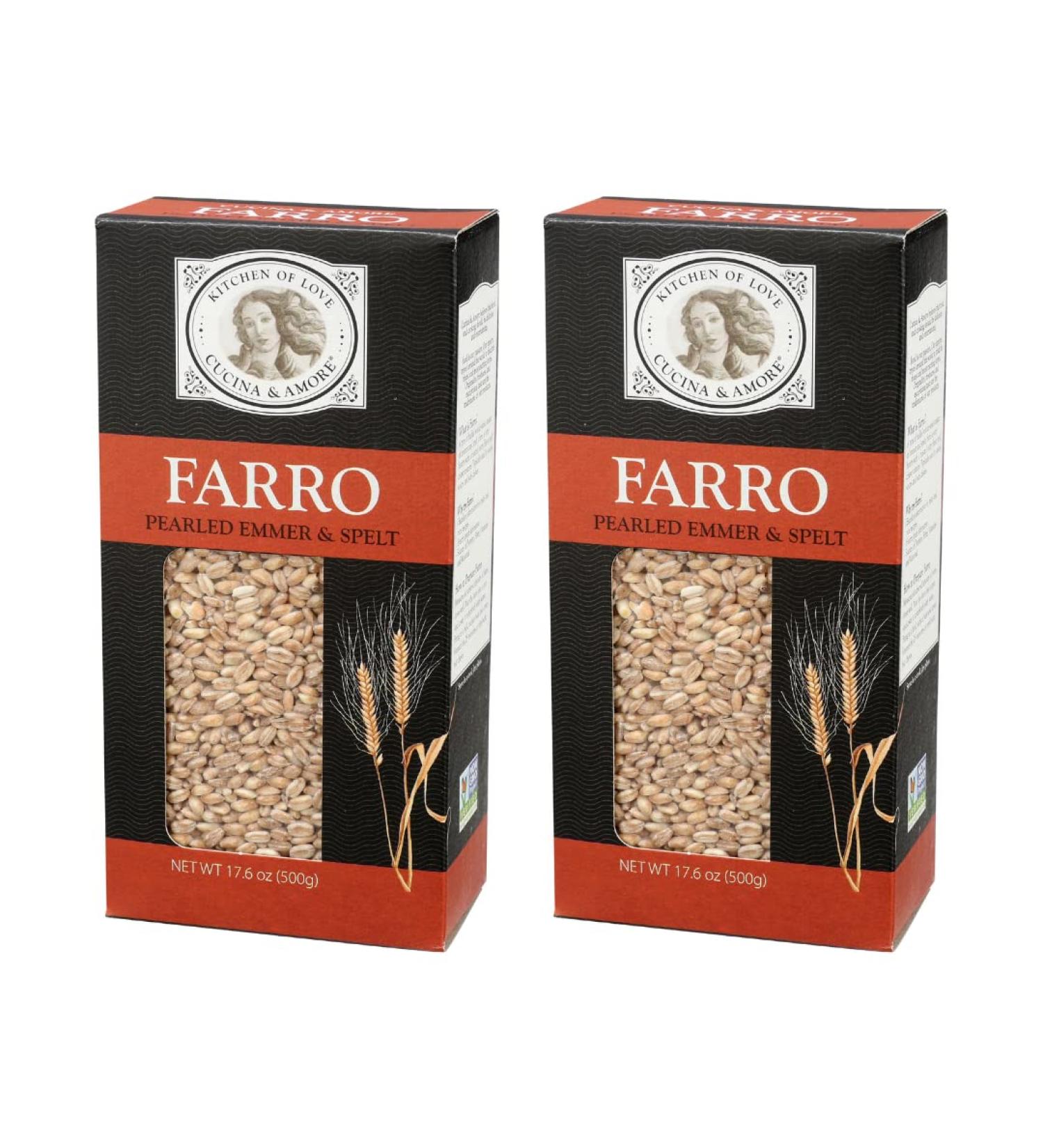 Cucina & Amore Pearled Farro | Emmer Spelt Vegan Fiber Pantry Perfect 17.6oz (2 Pack) - Buy Online on GoSupps.com