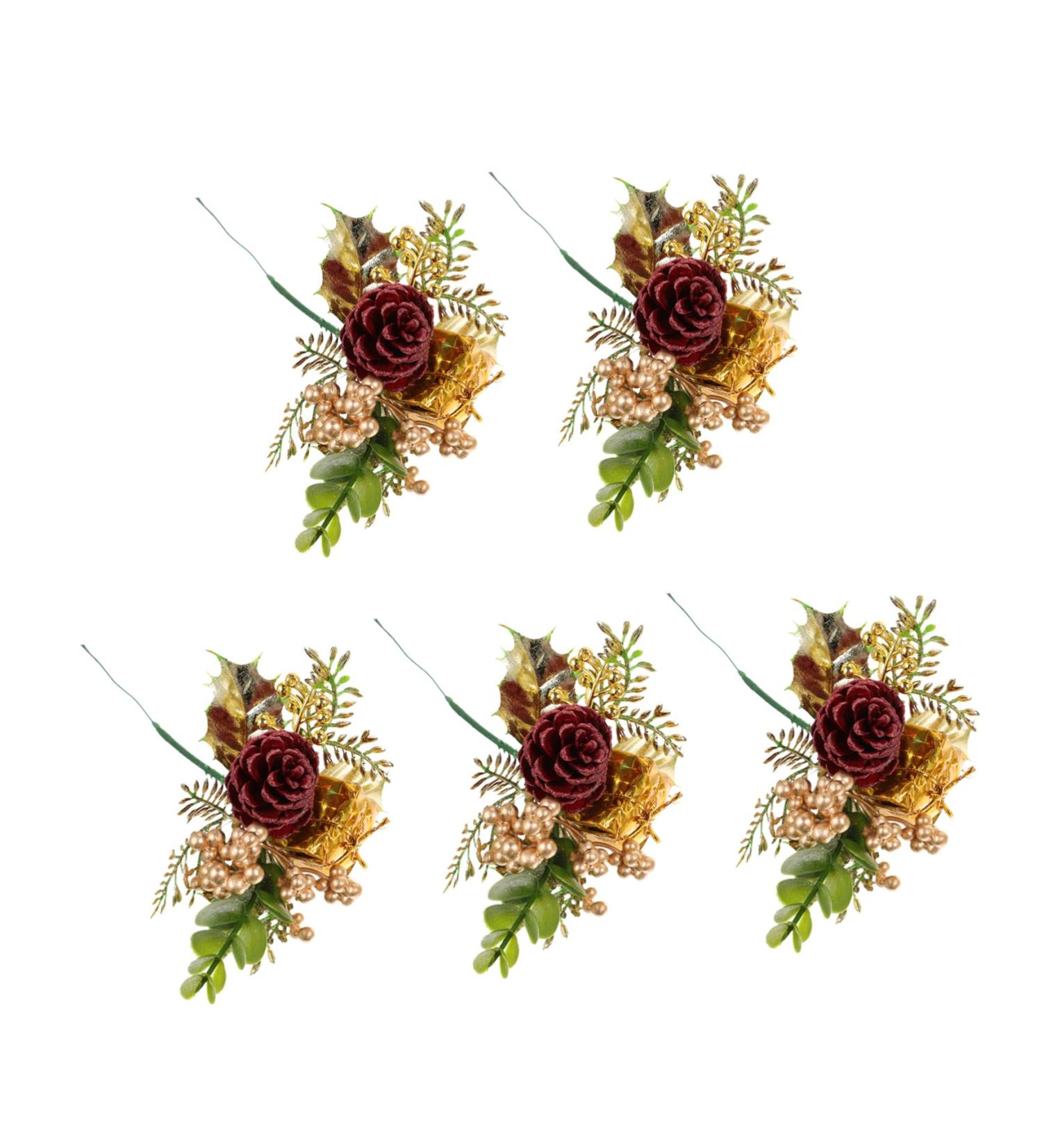 ABOOFAN 5pcs Christmas Cuttings Red Berry Stems Christmas Fruit Pick Christmas Craft Wreath Pick Holly Leaves Artificial Pine Picks Faux Berry Picks Pine Needles Plastic Pine Cones - Buy Online on GoSupps.com