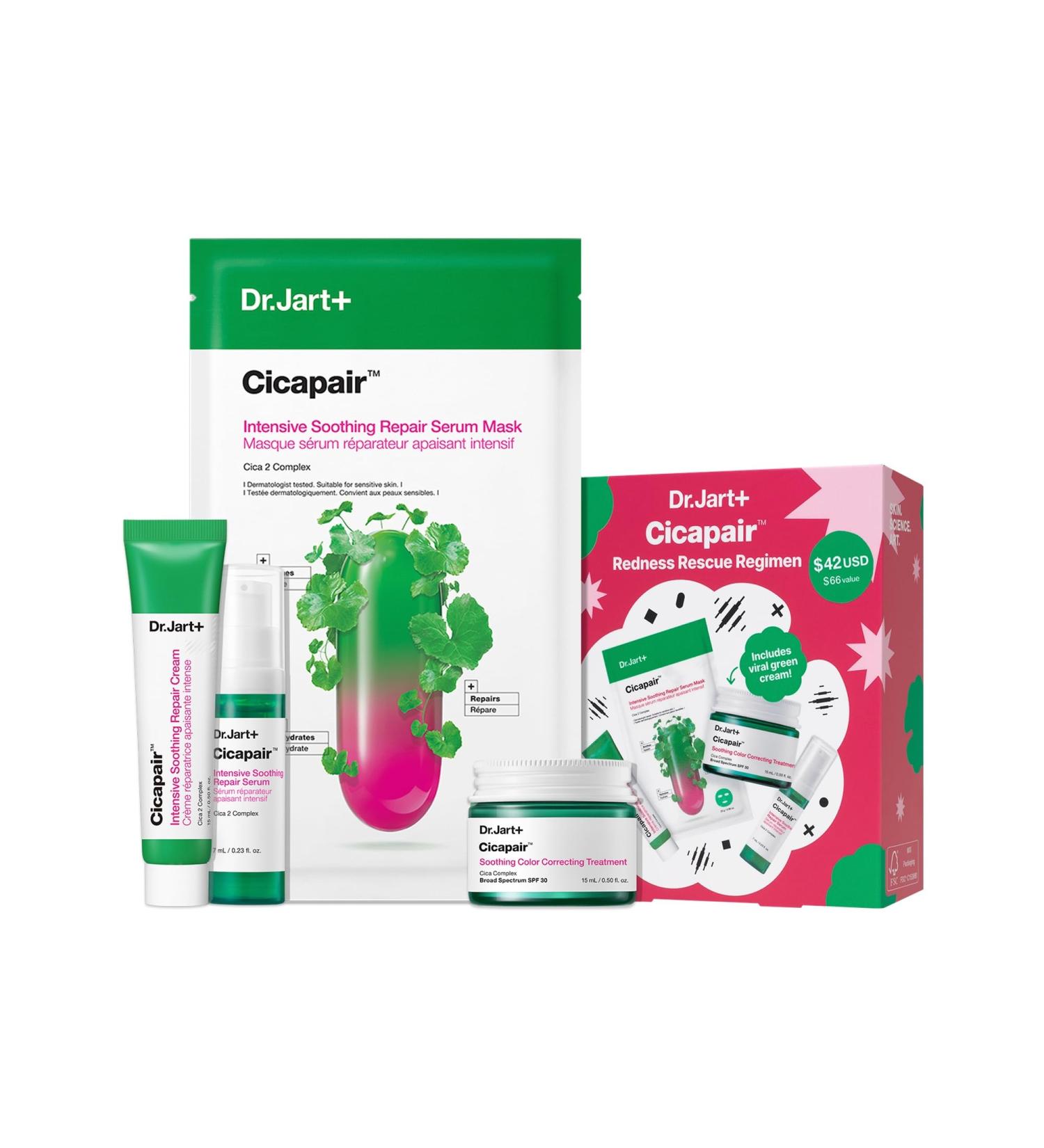 Dr. Jart+ Cicapair Soothing Color Correcting Treatment SPF 30 with Centella Asiatica Extracts | cc cream | Korean Skin Care Cicapair Redness Rescue Set - Buy Online on GoSupps.com