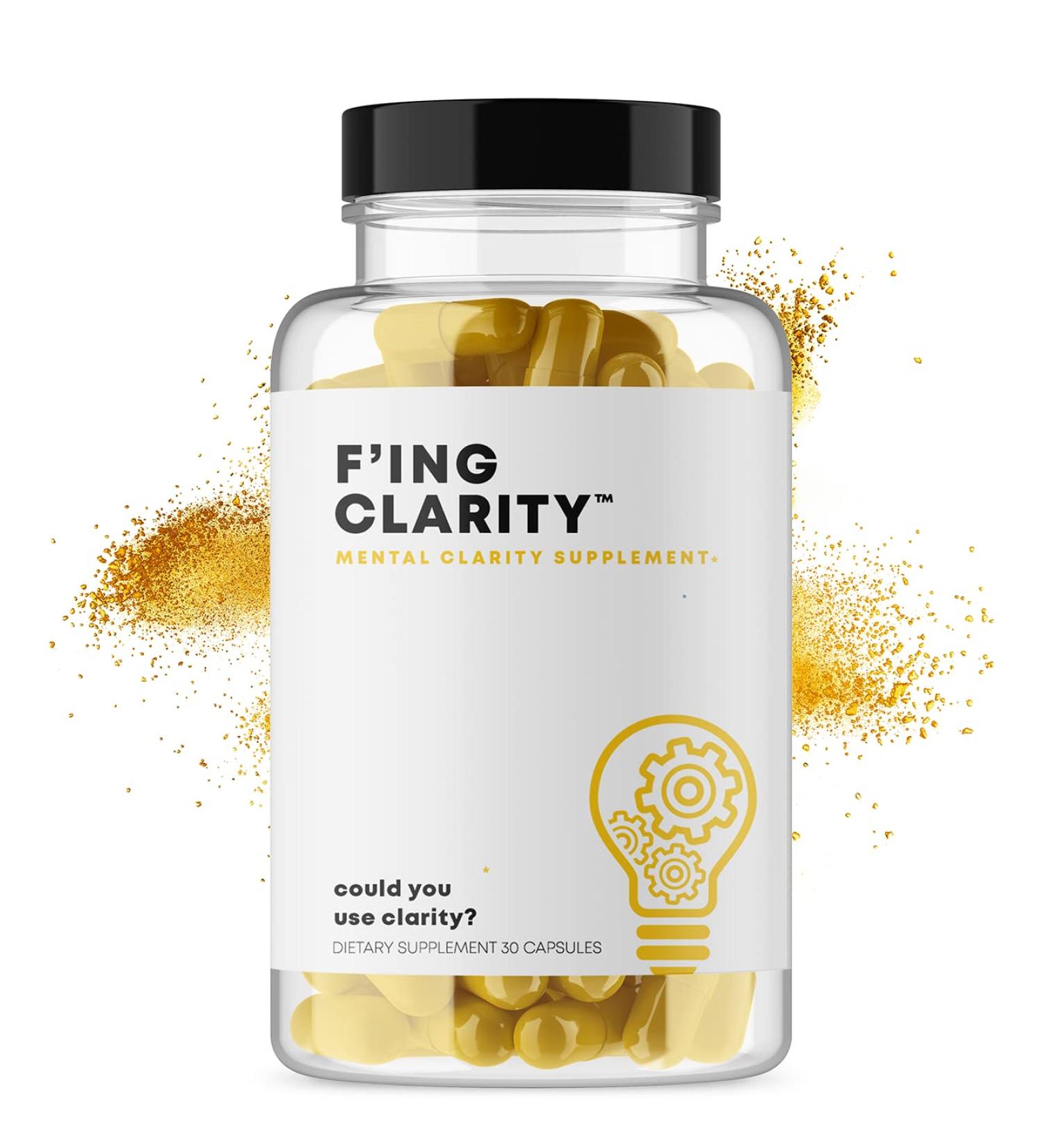 F'ing Clarity - Clarity Memory + Brain Boosting Nootropic Supplement | Bacopa Extract Phosphatidylserine 20% Gingko Biloba Extract Rhodiola Rosea Extract DMAE Bitrartrate B-12 Huperzine A - Buy Online on GoSupps.com