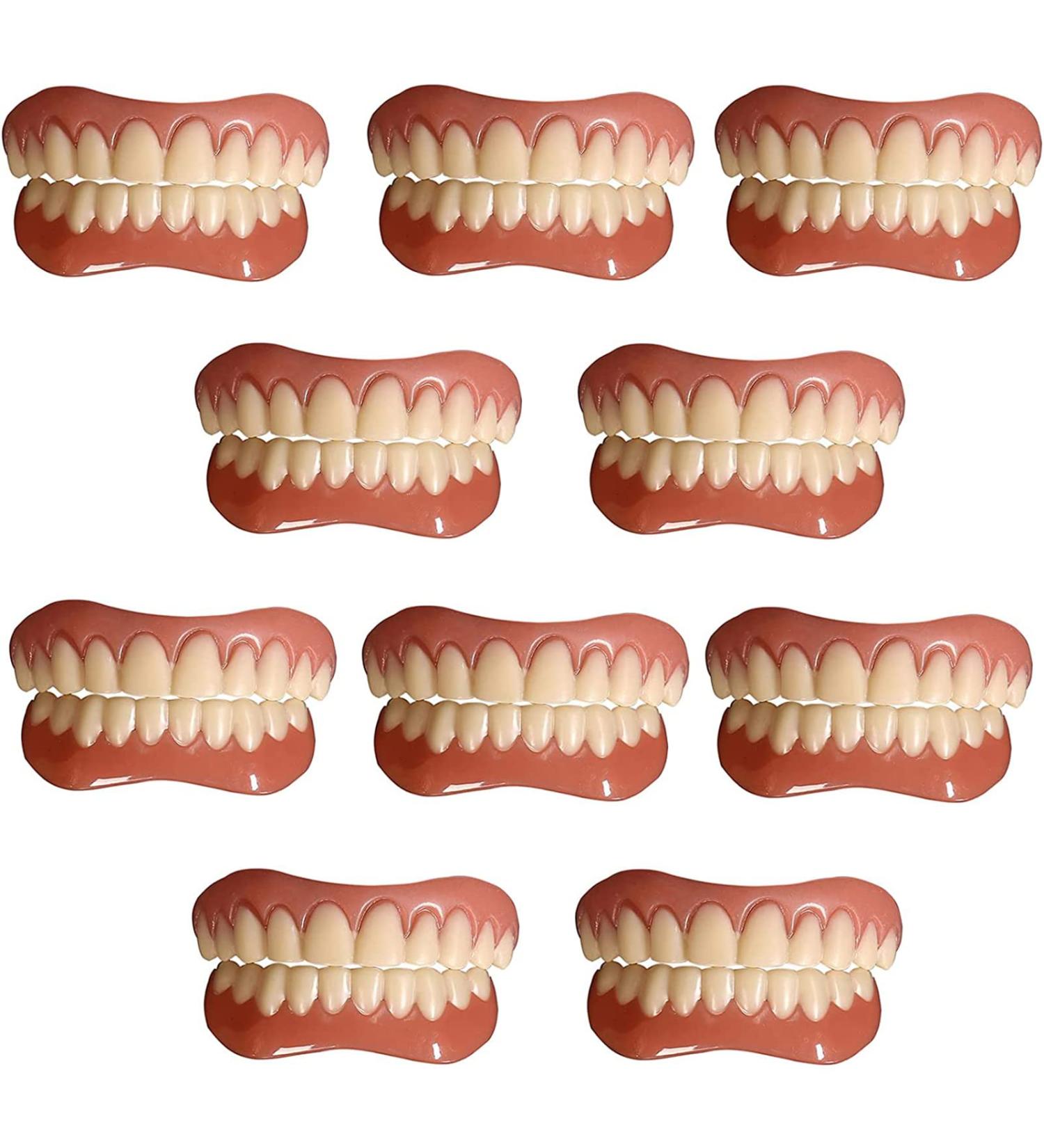 Buy Silicone Prostheses Cosmetic Veneer - 10 Pairs of Comfortable Upper & Lower Smiling Teeth for Men & Women - Natural Shadow Fit - Buy Online on GoSupps.com