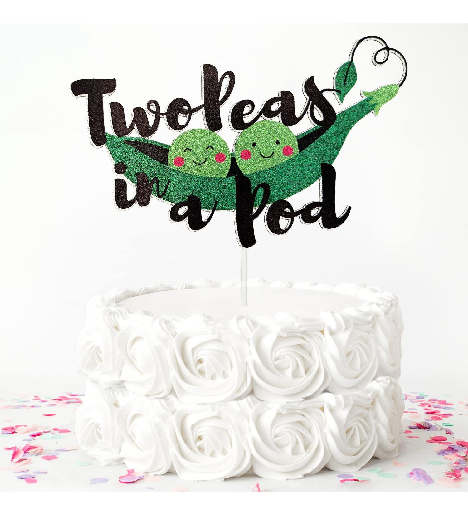 Two Peas in a Pod Cake Topper Pea Twins Cake Topper Twins Baby Shower Decoration Pea Themed Baby Shower Supplies 2 Peas in a Pod Cake Decor - Buy Online on GoSupps.com