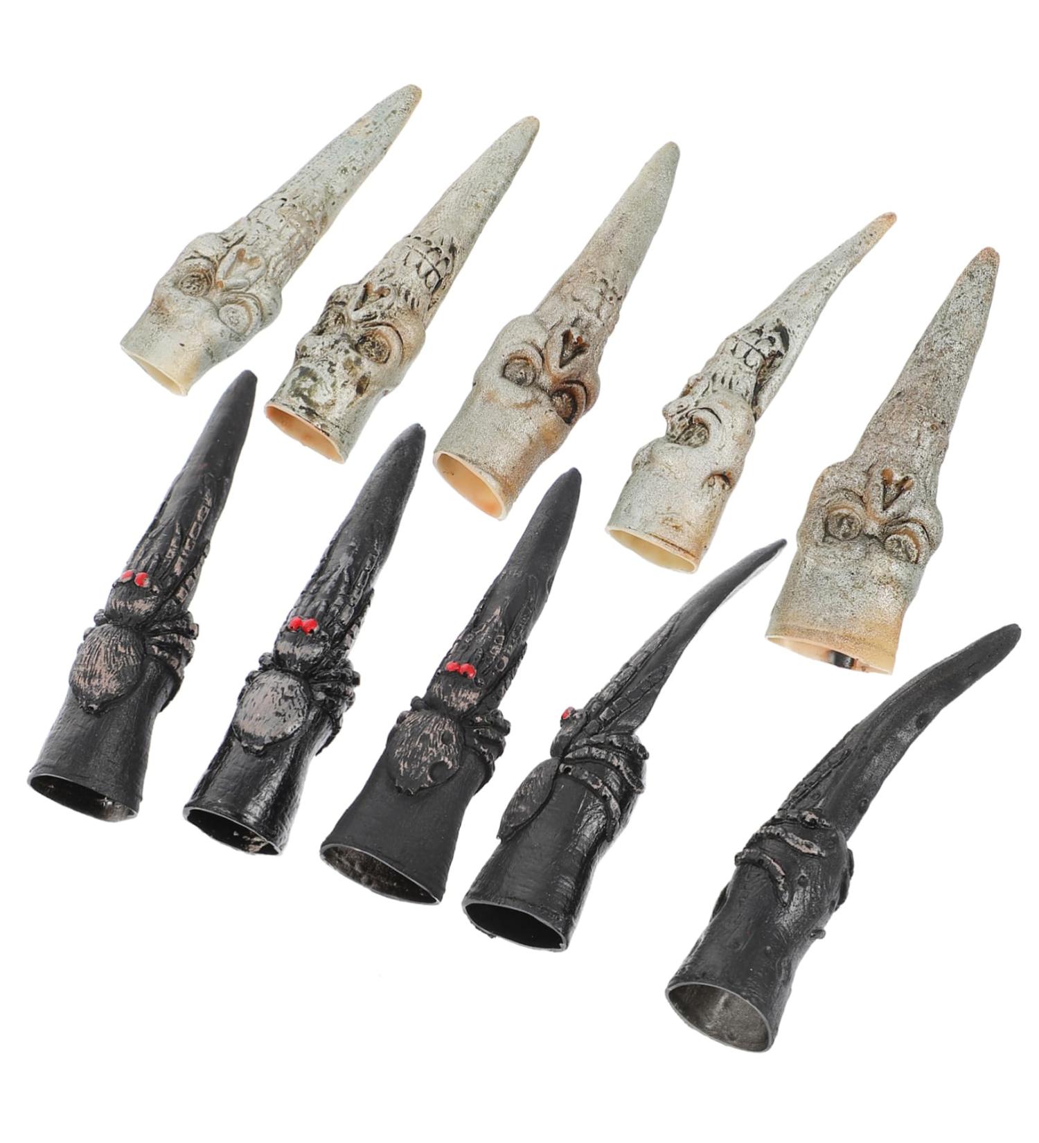 Amosfun 10pcs Halloween Witch Finger Cover Nail Set - Fake Finger Claws, Zombie Nails, Prank Props for Halloween - Buy Online on GoSupps.com