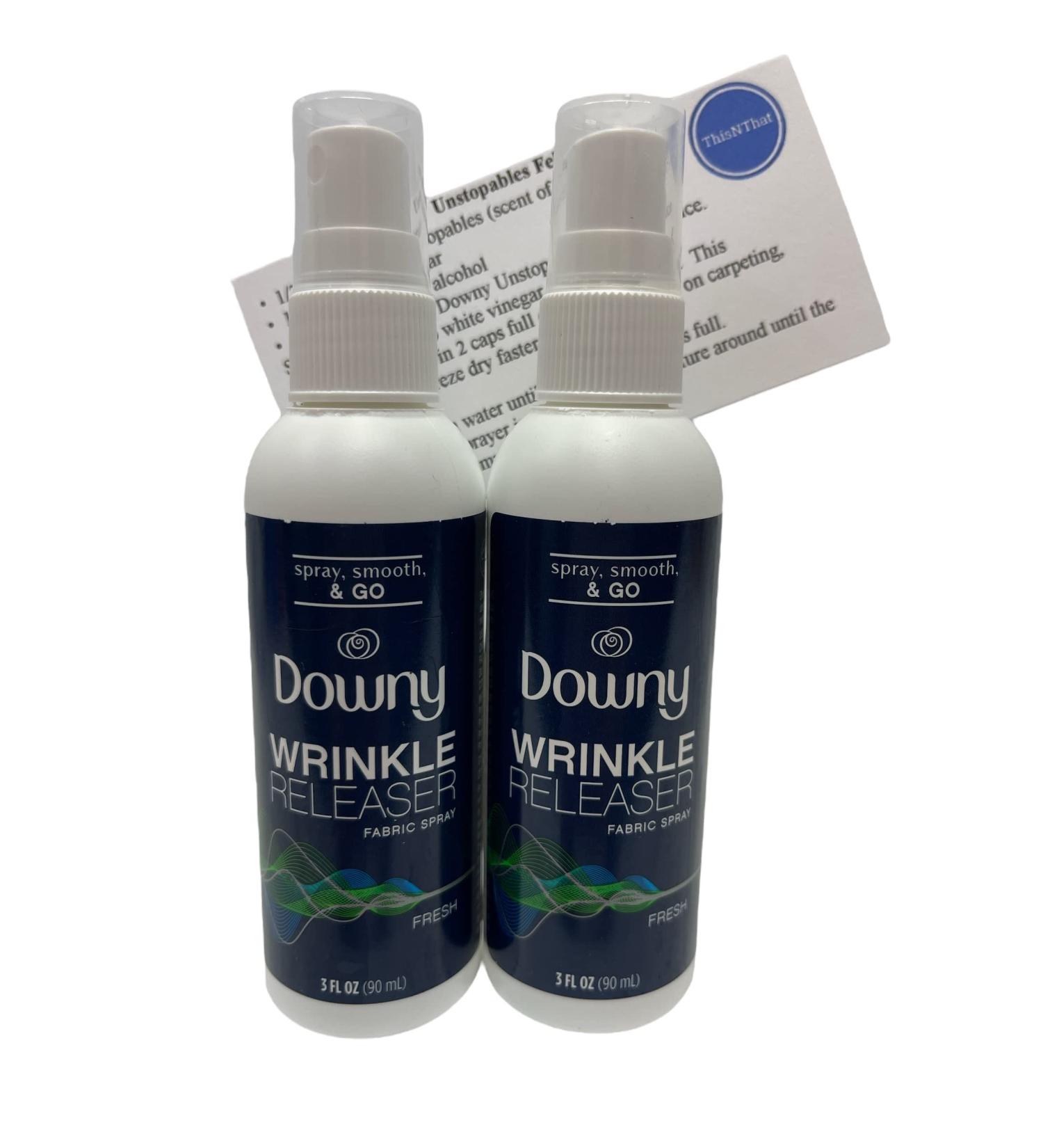 Downy Smooth & Go Wrinkle Release Fabric Spray Bundle (2 x 3 oz) with Travel Bottles & ThisNThat Tip Card - Buy Online on GoSupps.com