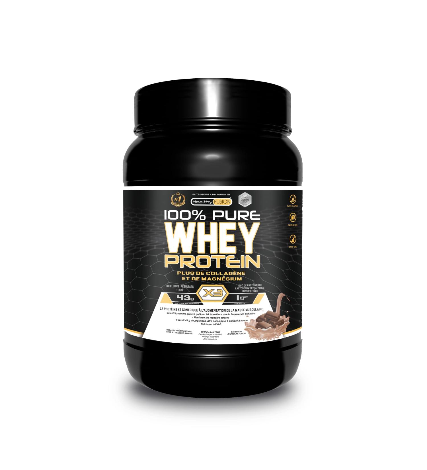 Whey Protein | Pure Protein with Collagen + Magnesium | Tones and Increases Muscle Mass | Protects Muscles and Aids Fibrous Tissue Recovery | 1000g Chocolate Protein - Buy Online on GoSupps.com