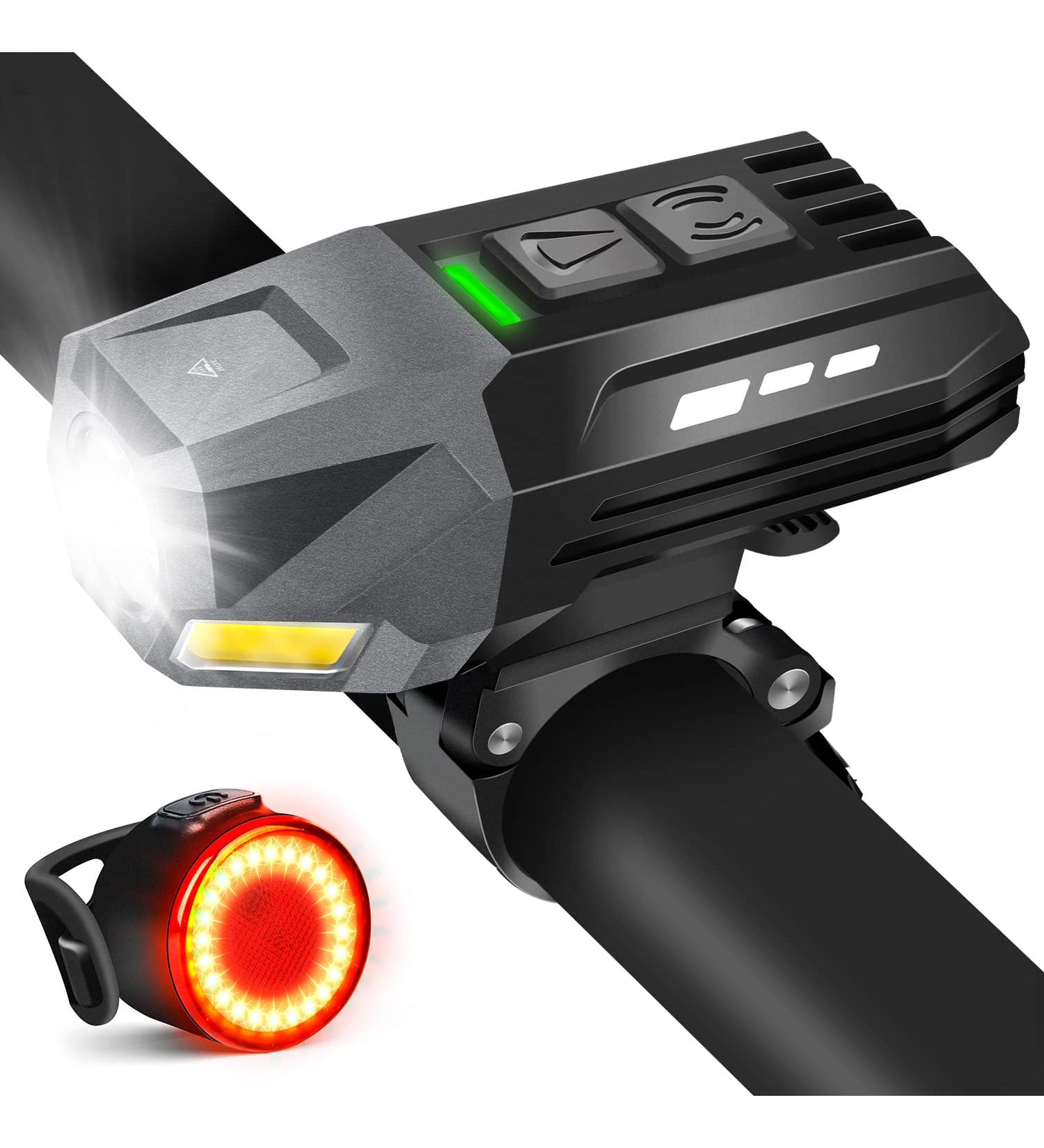 Rechargeable COB Bike Light Set - Powerful, Waterproof Front and Rear Lights for All Bikes - Easy Install, Lightweight, Compatible with Running - Black - Buy Online on GoSupps.com