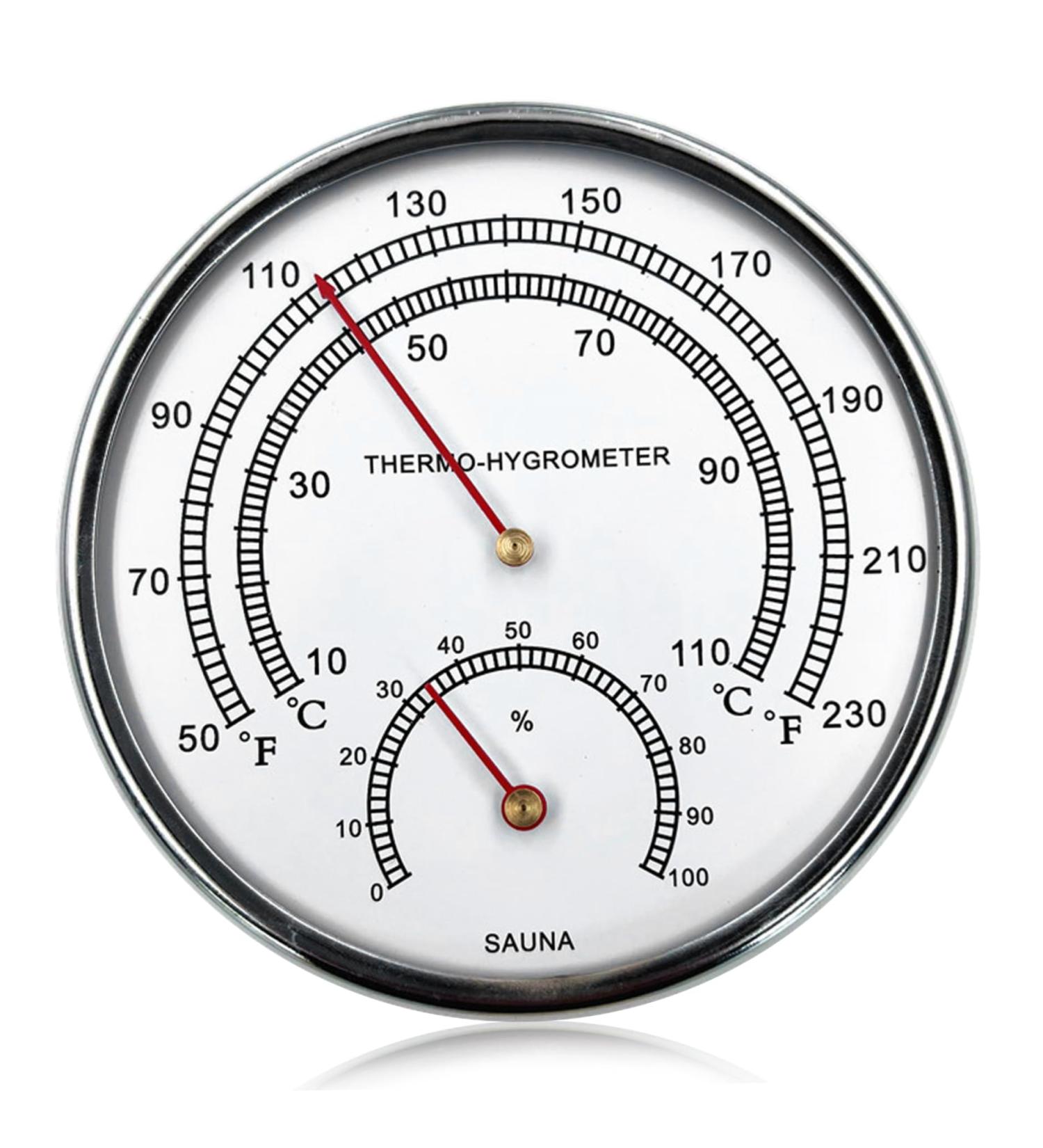 Premium 4.9-Inch Sauna Thermometer & Hygrometer - 2-in-1 Metal Sauna Accessory with Hanging Hole | Ideal for Accurate Temperature & Humidity - Buy Online on GoSupps.com