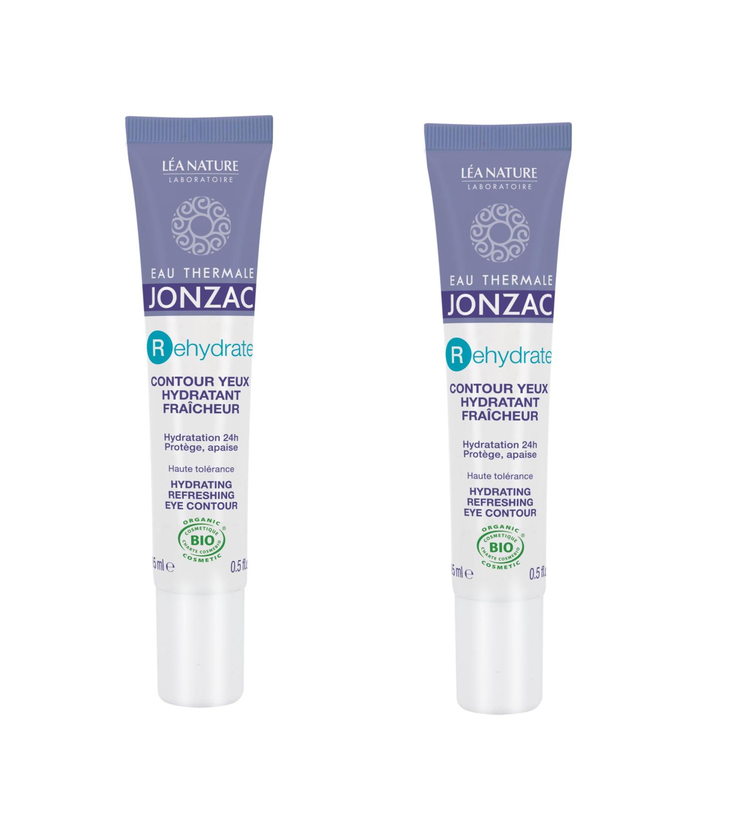 Eau Thermale Jonzac | Fresh Eye Contour - Rehydrate | 24h Hydration - Protects and Soothes the Eye Contour | Hyaluronic Acid & Vegetable Glycerin | 99% Natural Origin | Pack of 2x15 ml - Buy Online on GoSupps.com