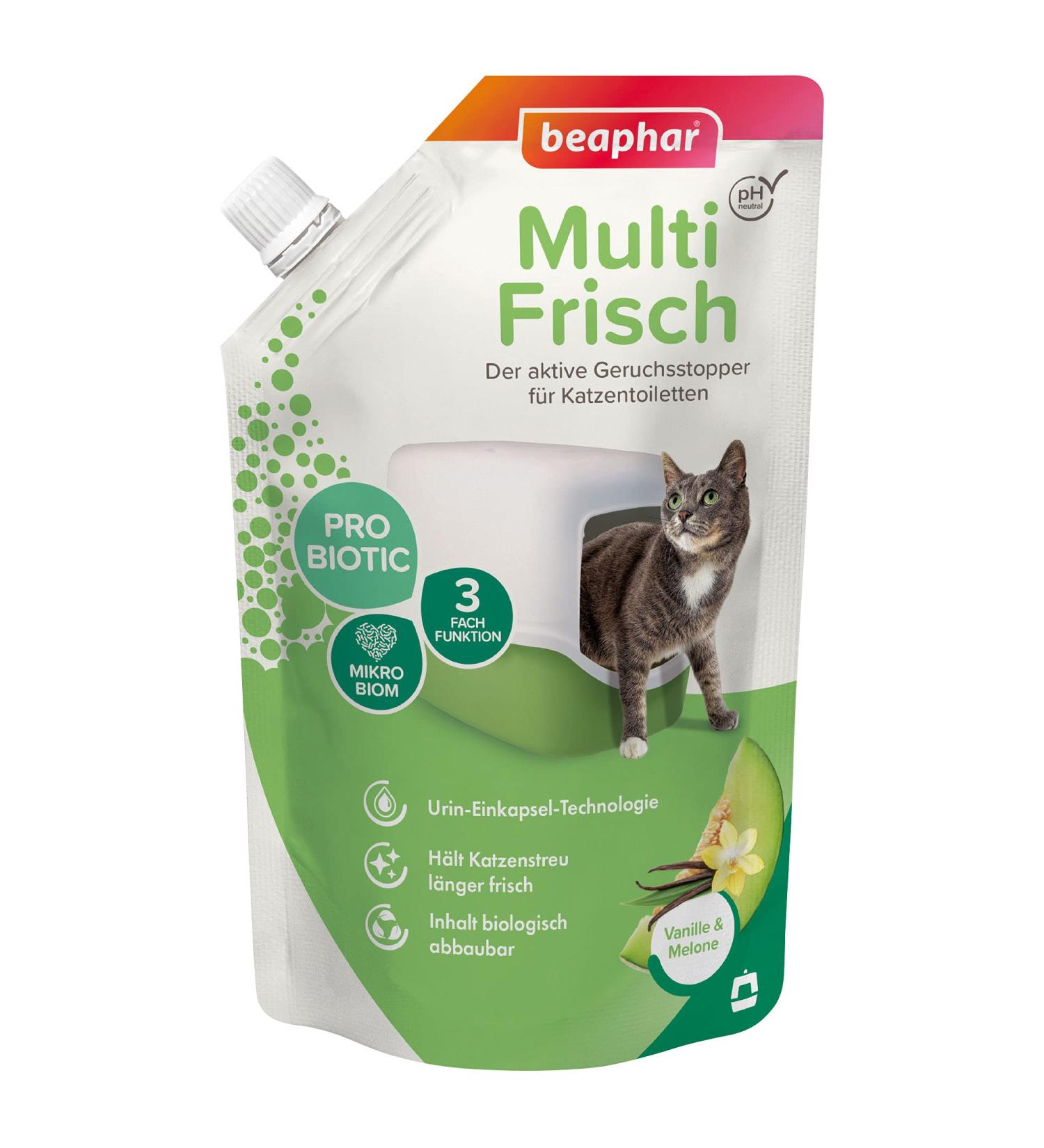 Beaphar Multi Frisch - Active Odor Stopper for Cat Toilets with Probiotics | Biodegradable & pH-Neutral | Vanilla & Melon - 400g - Buy Online on GoSupps.com