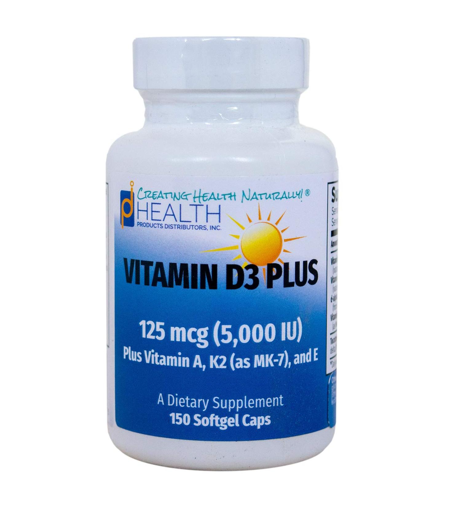 Vitamin D3 5000 IU with Vitamin K2 & A | Natural Form Enhanced with Tocotrienols | 150 Softgels - Buy Online on GoSupps.com