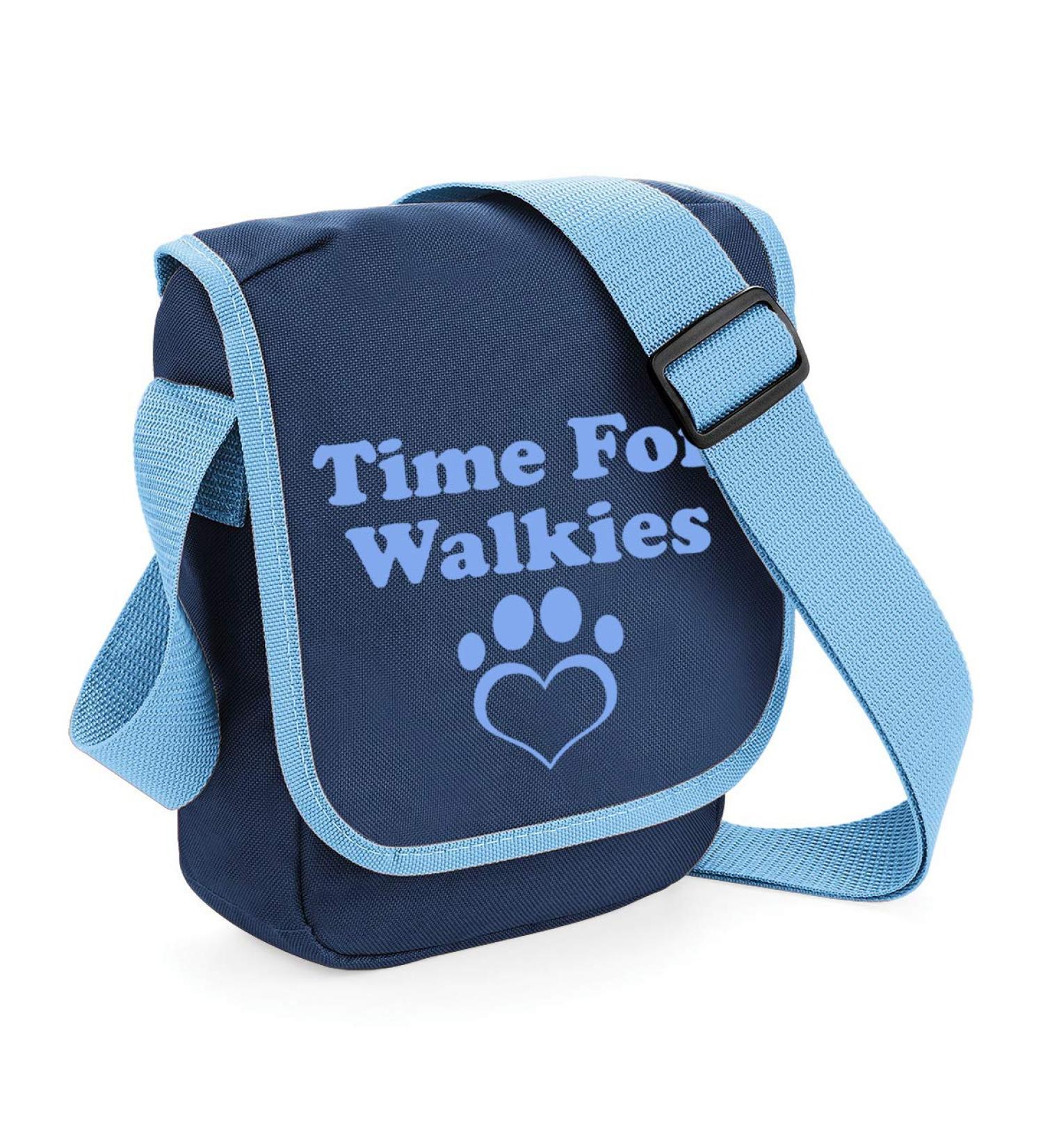 Spoilt Rotten Pets Blue'Time For Walkies' Mini Messenger Bag Great For Dog Training Walking & Hiking. (Blue) - Buy Online on GoSupps.com