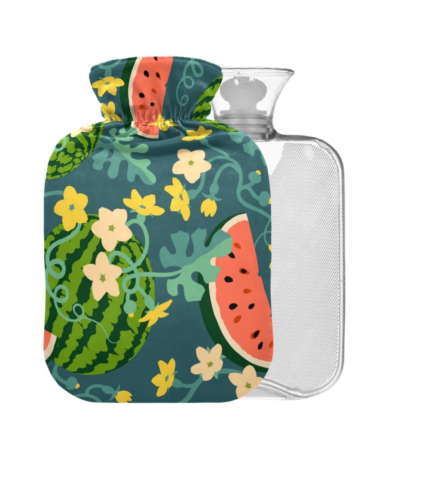 Watermelon Hot Water Bottle with Cover - 1L BPA Free for Pain Relief Headache Neck & Shoulders - Buy Online on GoSupps.com